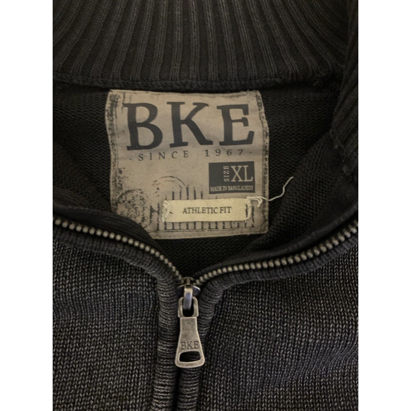 Vintage Buckle Buckle BKE Men's XL Athletic Fit Pullover Sweater 1/4 Zip Black Knit Cotton Casual Mens Size US XL / EU 56 / 4 - 3 Thumbnail