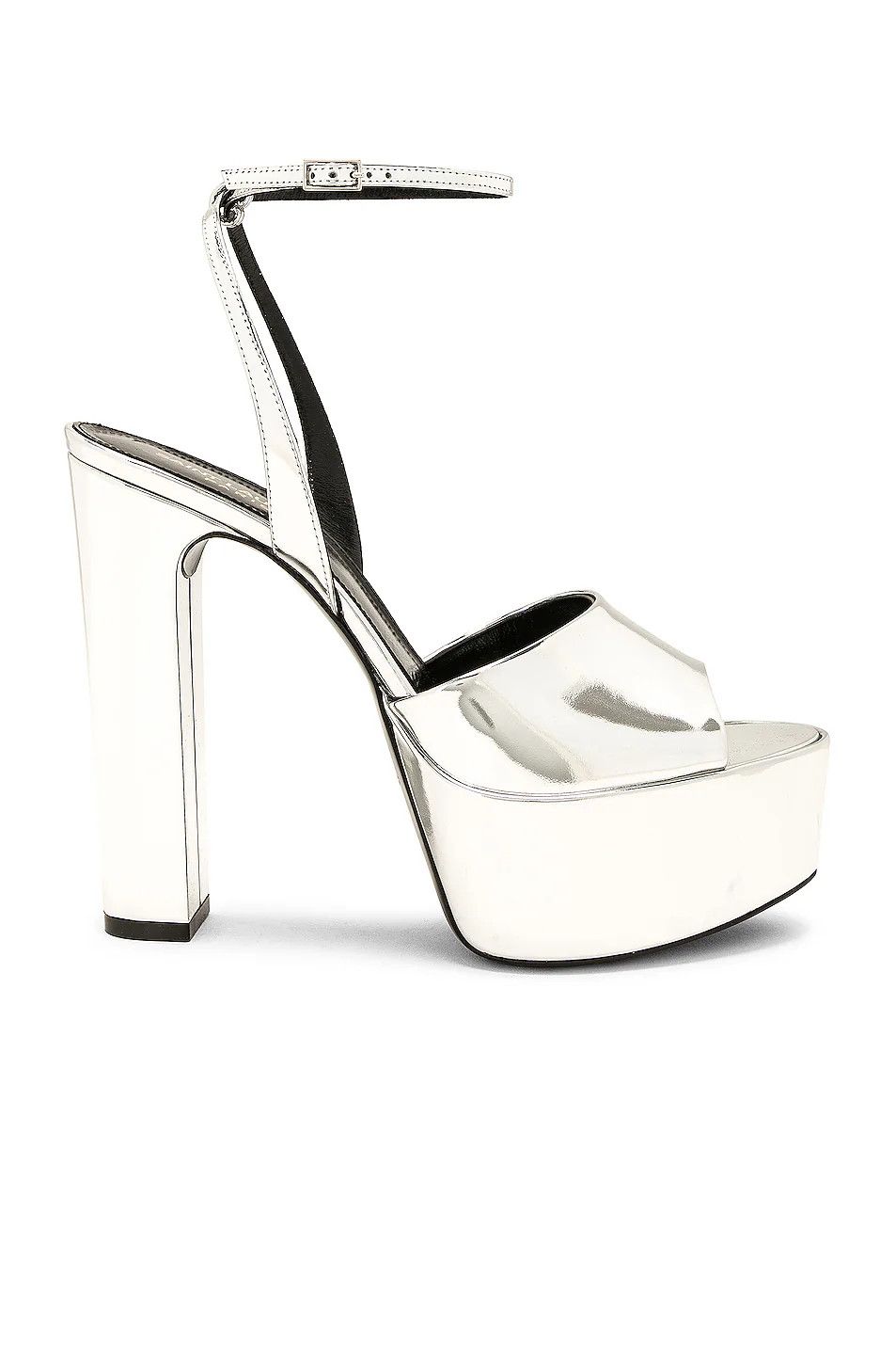 Saint Laurent Paris o1bcso1str1124 Jodie Platform Sandals in Argento Size US 10 / IT 40 - 1 Thumbnail
