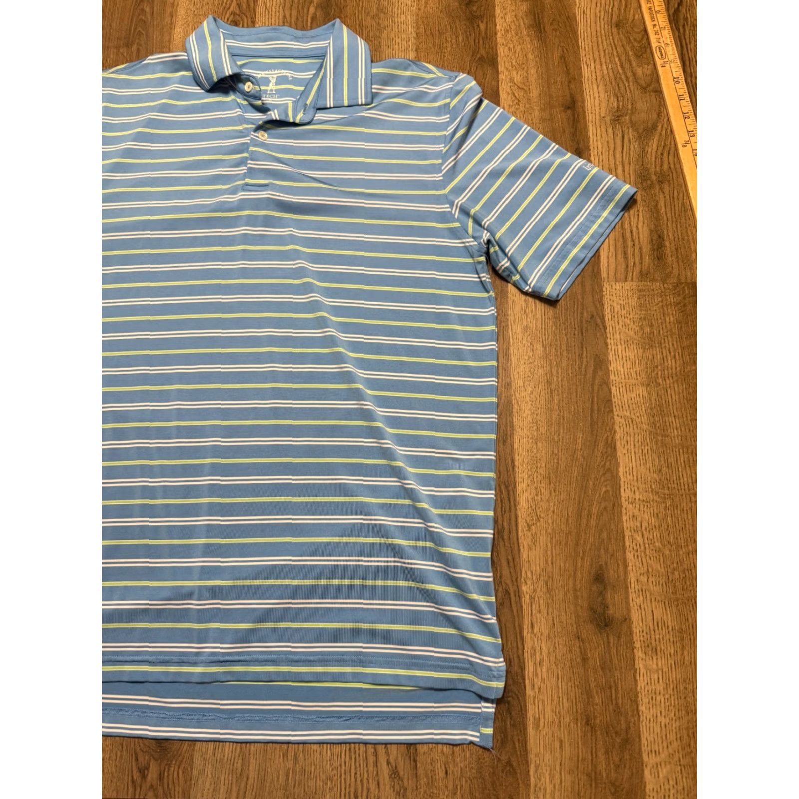 Vintage Fairway & Greene Tech Shirt Polo Shirt Men M Green Blue White Striped Polo Shirt Size US M / EU 48-50 / 2 - 4 Thumbnail