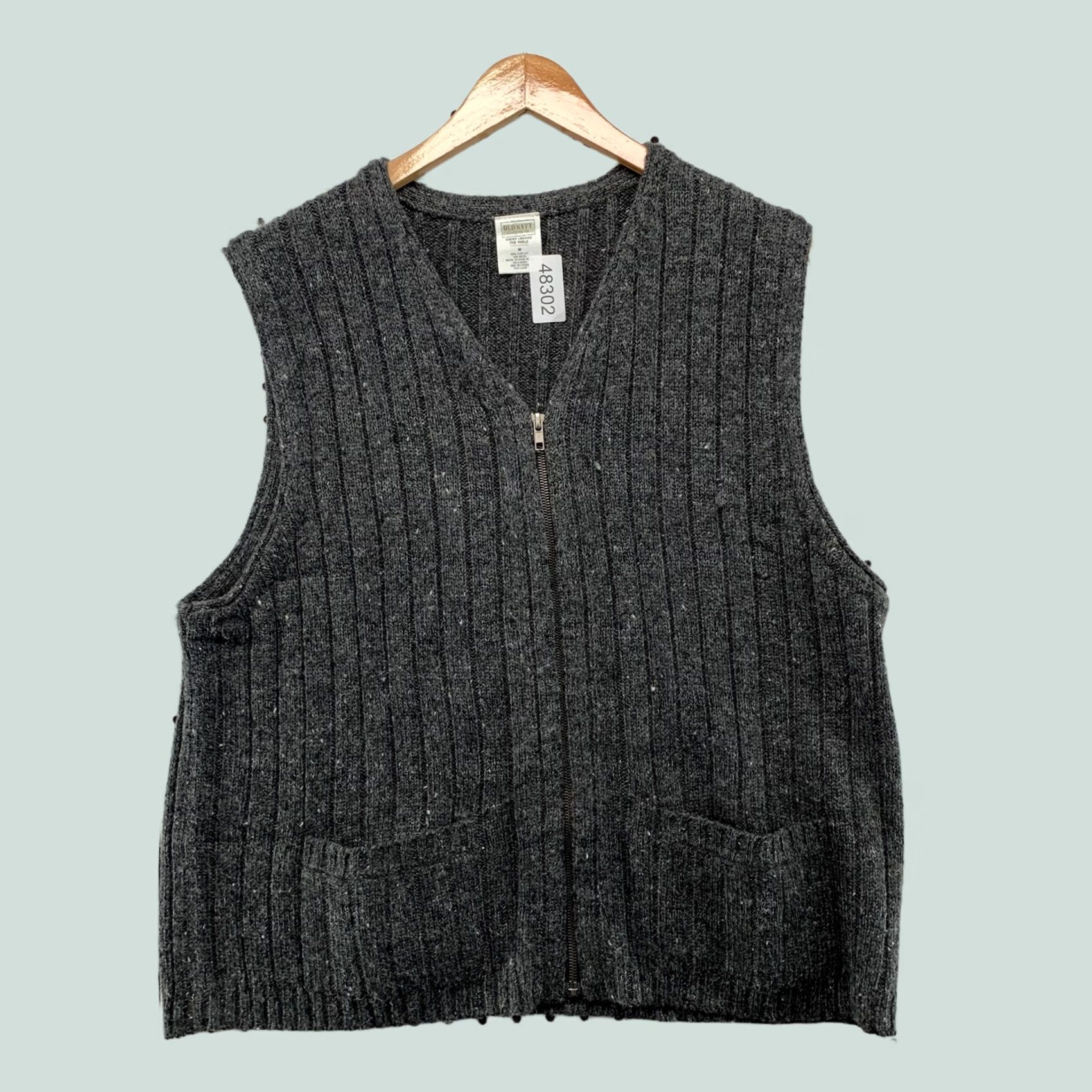 Old Navy VINTAGE Old Navy Mens Wool Blend Full Zip Sweater Vest Gray Marl Size M Size US M / EU 48-50 / 2 - 1 Thumbnail