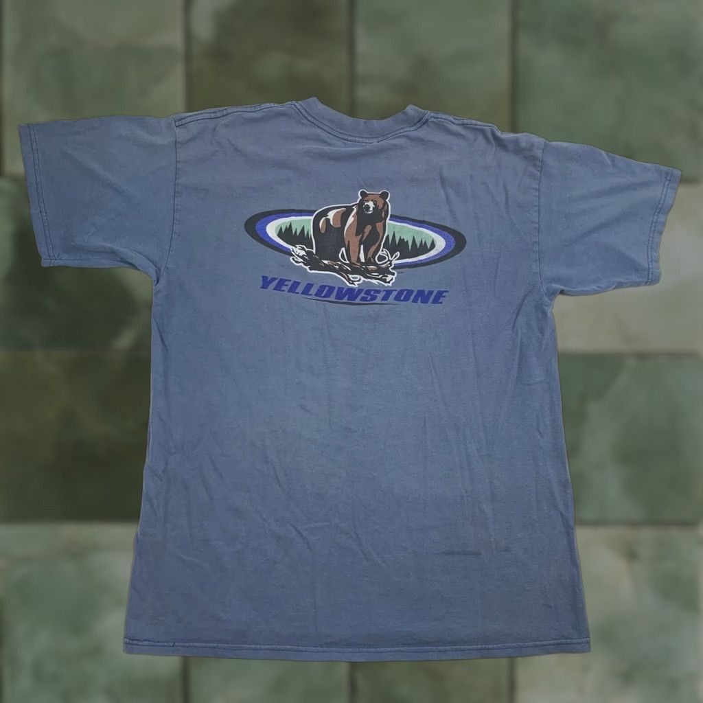 Gildan Vintage Yellowstone Park Shirt Adult Large Blue Nature Wildlife Animal Y2K USA Size US L / EU 52-54 / 3 - 1 Thumbnail