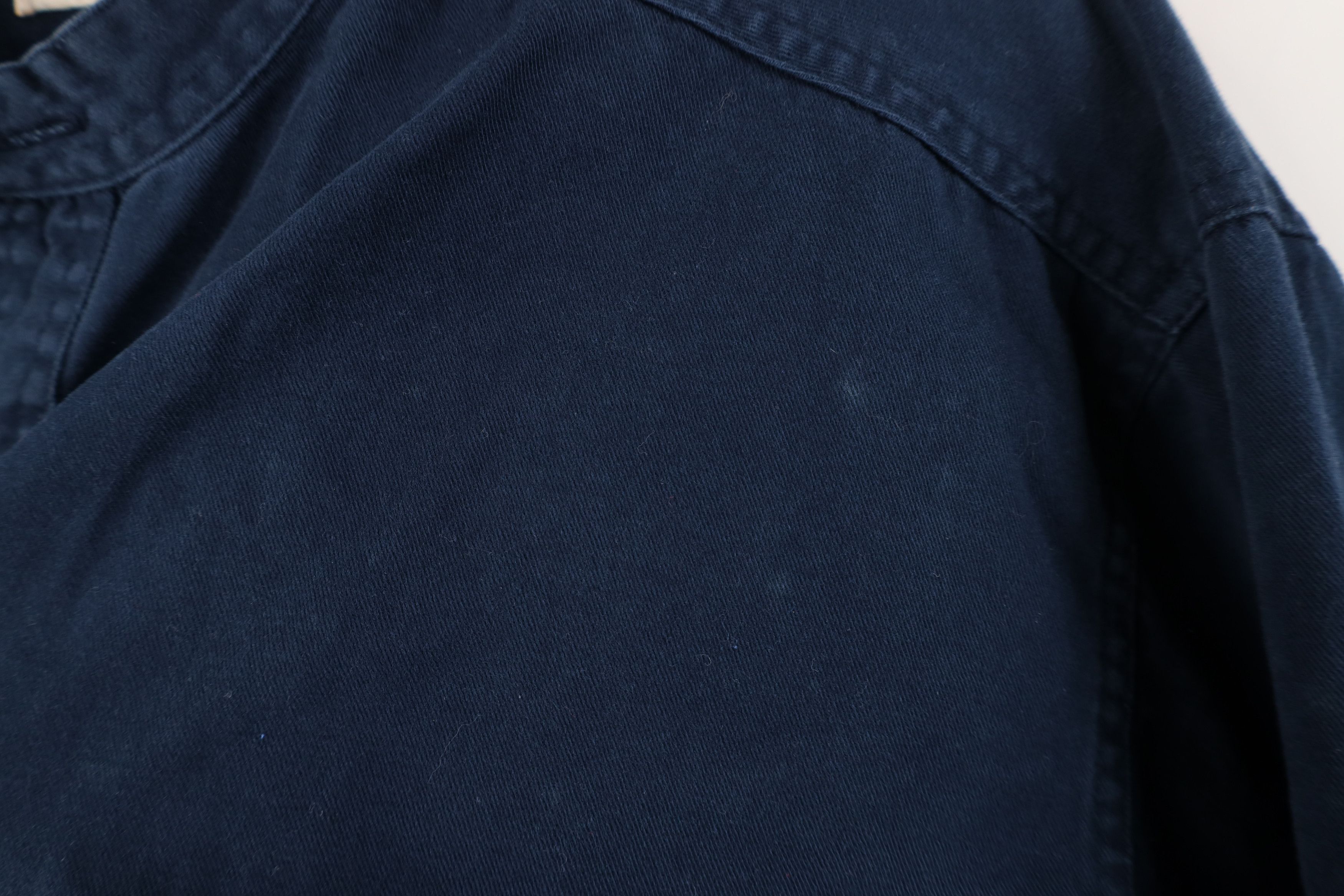 Vintage Vintage 90s Streetwear Band Collar Button Shirt Navy Blue Size US M / EU 48-50 / 2 - 8 Thumbnail