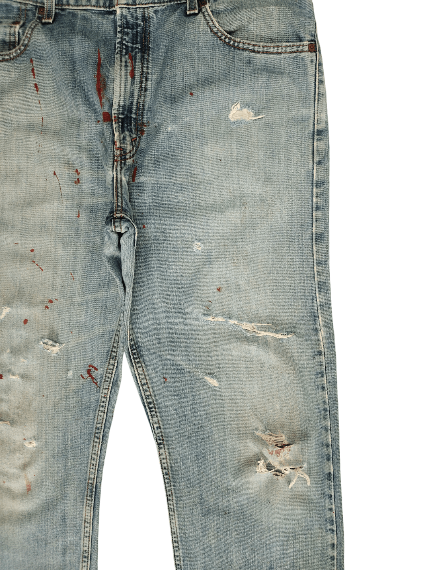 Levi's Size 36x33 Vtg Levis 505 Regular Fit Jean Distressed Painted Size US 36 / EU 52 - 7 Thumbnail
