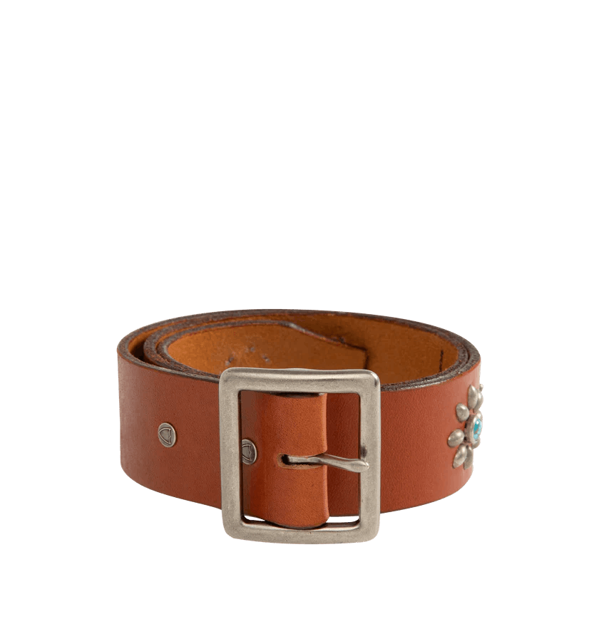 Full Count & Co. o1h1sh11225 Size:32/Turquoise Flower Studs Belt in Brown Size ONE SIZE - 1 Thumbnail