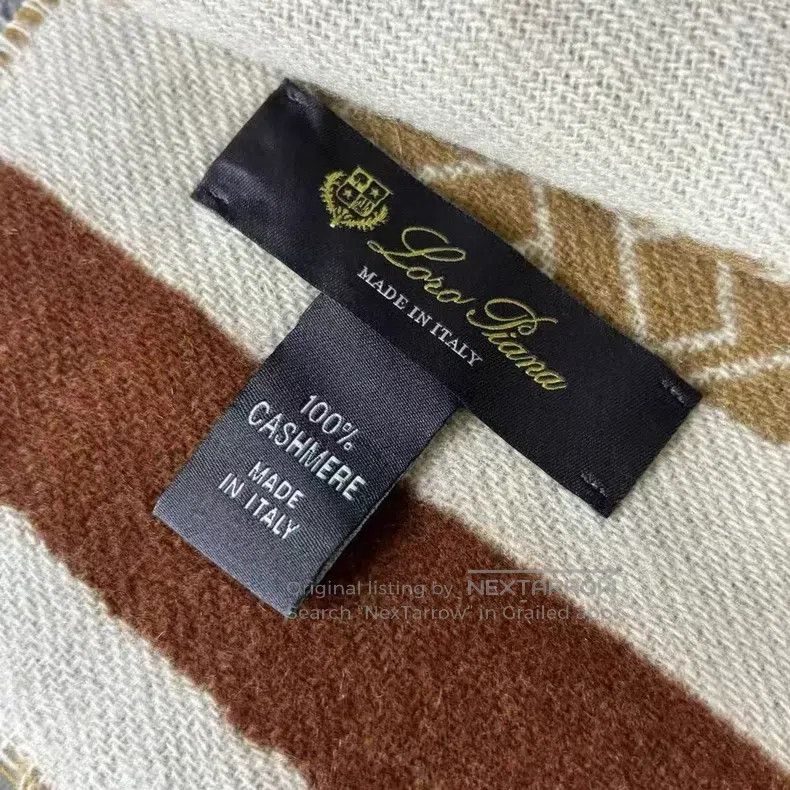 Loro Piana Loro Piana Brown printed pattern cashmere wool scarf Size ONE SIZE - 3 Thumbnail