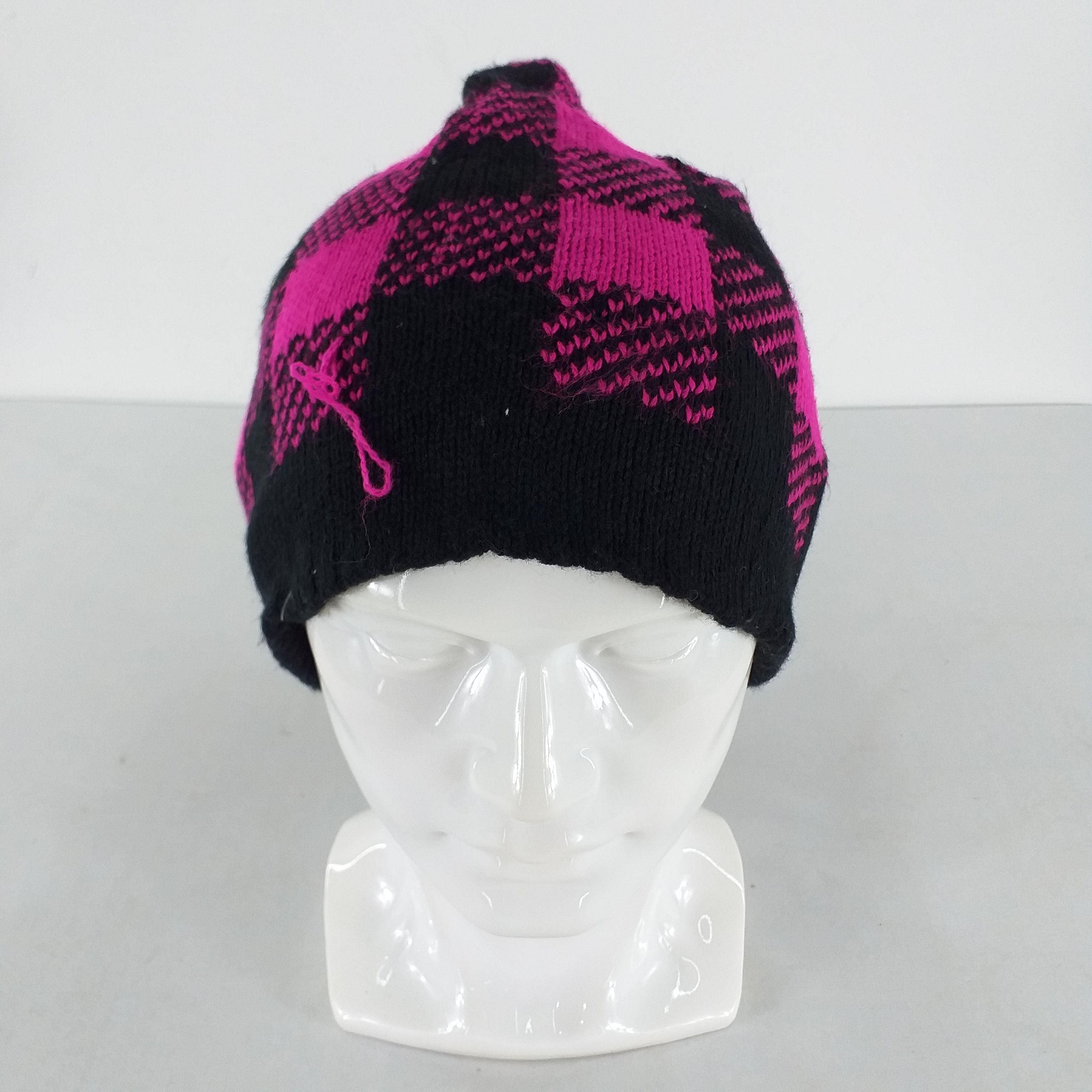 Japanese Brand Black Pink Checkered Snow Cap Hat Beanie -BN253 Size ONE SIZE - 1 Thumbnail