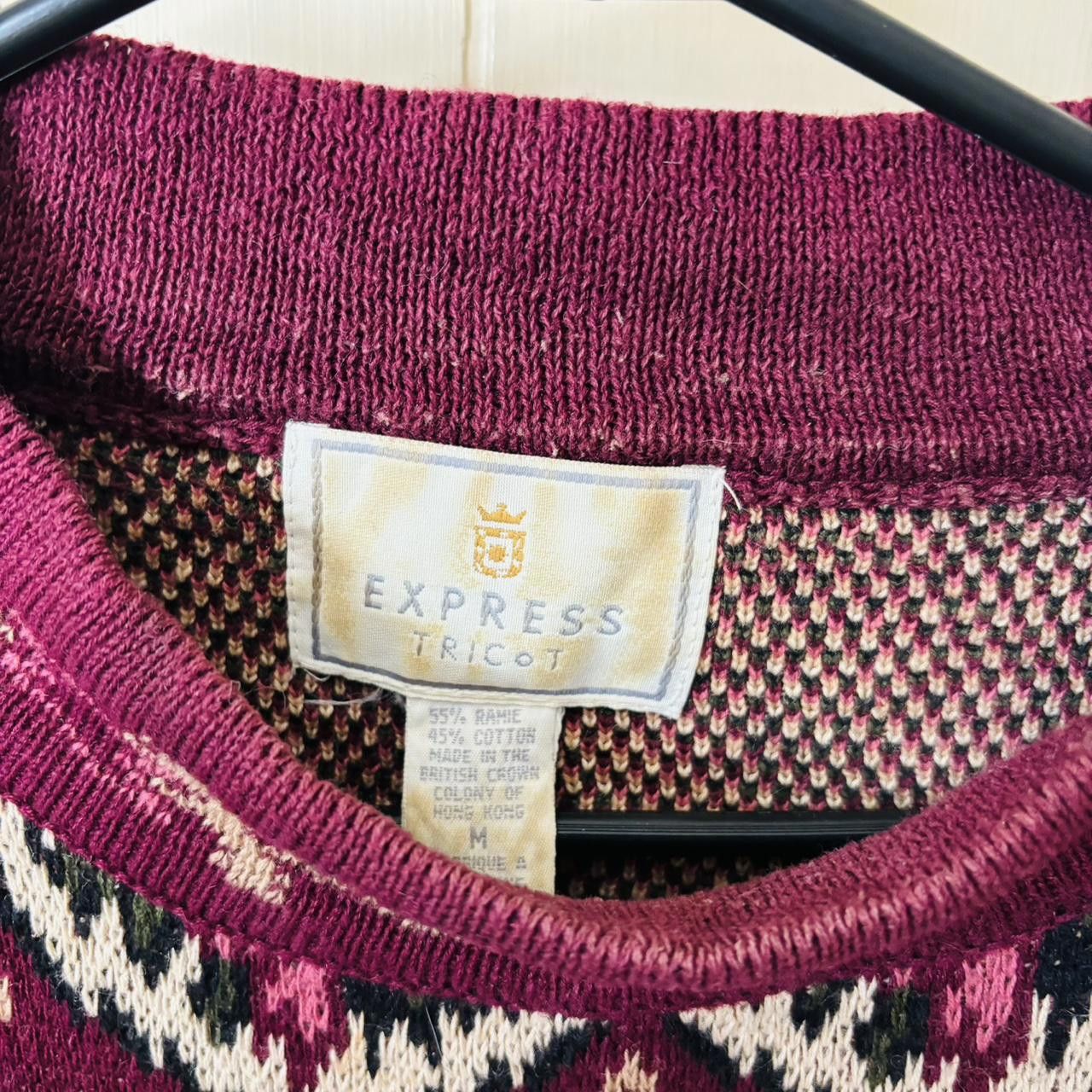 Vintage Vintage 80s Women's Burgundy pink Knit Sweater Granny Core Size M / US 6-8 / IT 42-44 - 4 Thumbnail