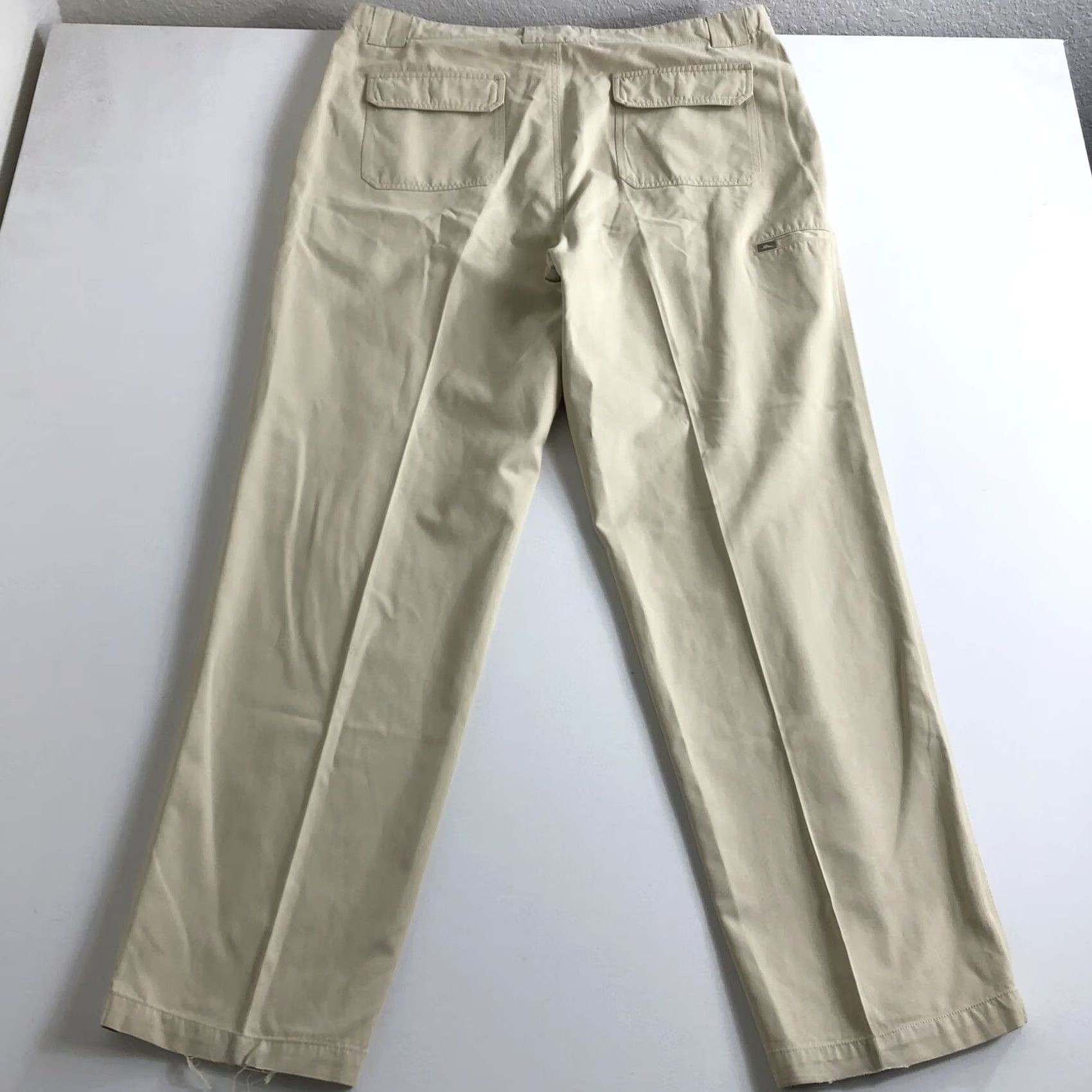 Tommy Bahama TOMMY BAHAMA RELAX Men's 40x33 Silk Blend Pants Beige 5 Pocket Casual Chino Straight Front Logo Pocket Regular Inseam 33in Size US 40 / EU 56 - 2 Thumbnail