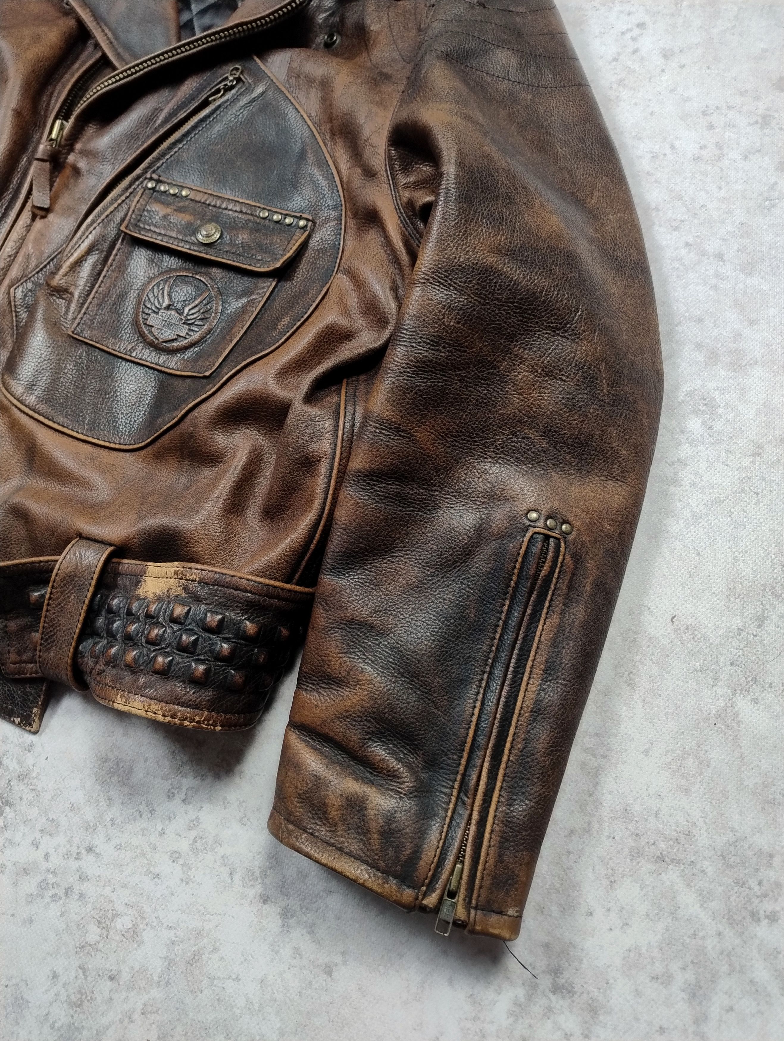 Harley Davidson Harley-Davidson vintage heavy leather jacket 90s rare biker Size US XXL / EU 58 / 5 - 4 Thumbnail