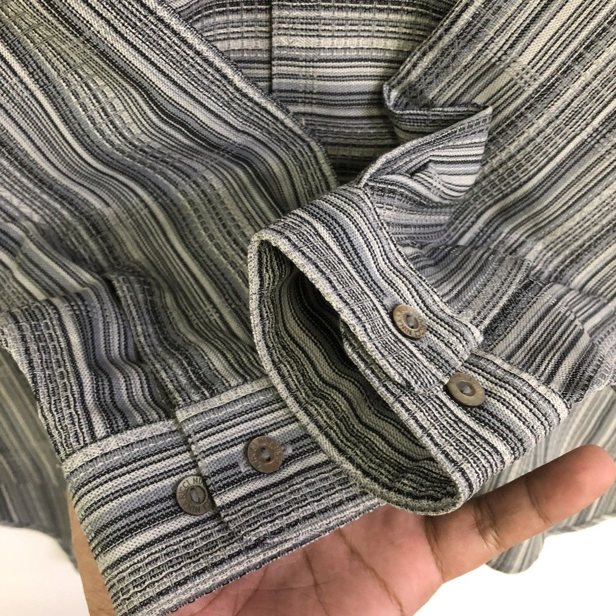 Nina Ricci VINTAGE NINA RICCI MONSIEUR WOOL STRIPE BUTTON SHIRT Size XXL / US 16-18 / IT 52-54 - 7 Thumbnail