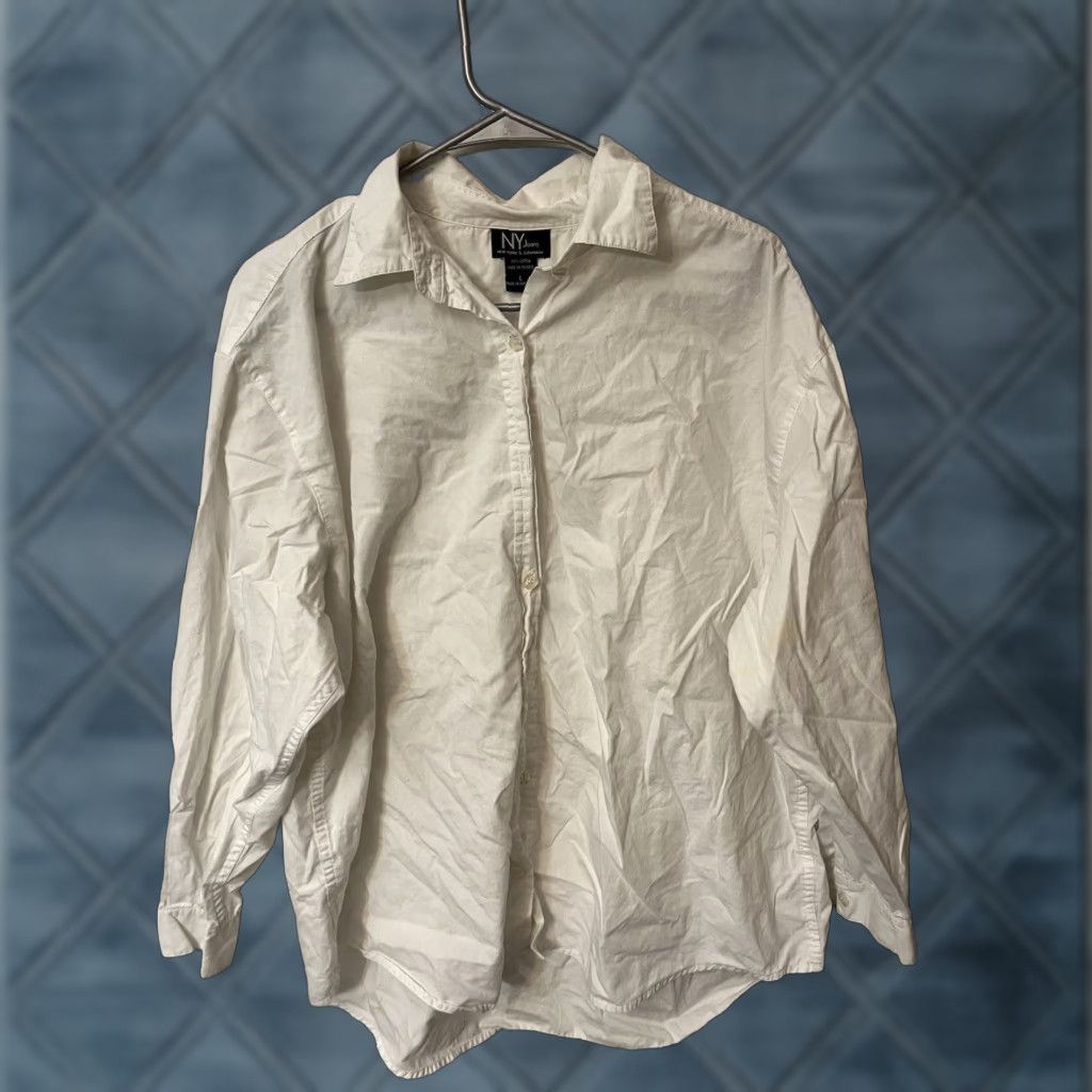 Vintage VINTAGE NY Jeans New York & Company Ladies Shirt Large Long Sleeve Button Pocket White Size L / US 10 / IT 46 - 1 Thumbnail