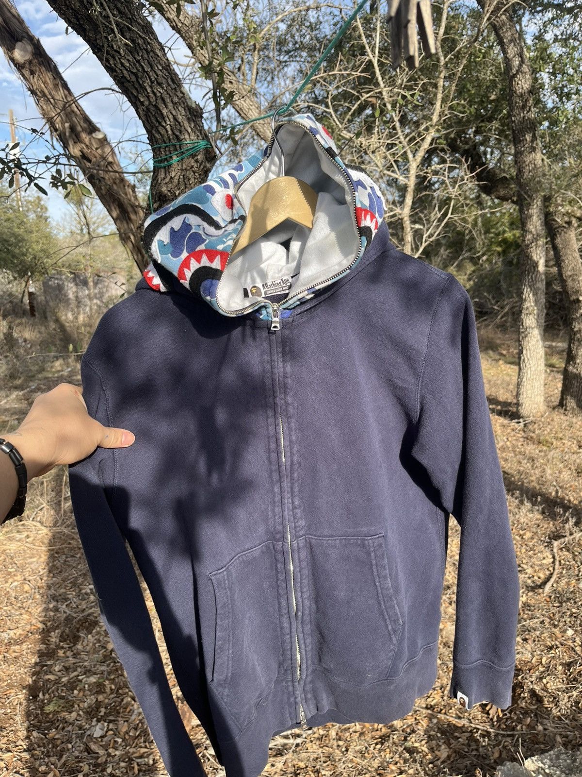 Bape ***FREE GIFT*** Navy/Blue DOUBLE HOOD BAPE JACKET Size US M / EU 48-50 / 2 - 2 Thumbnail