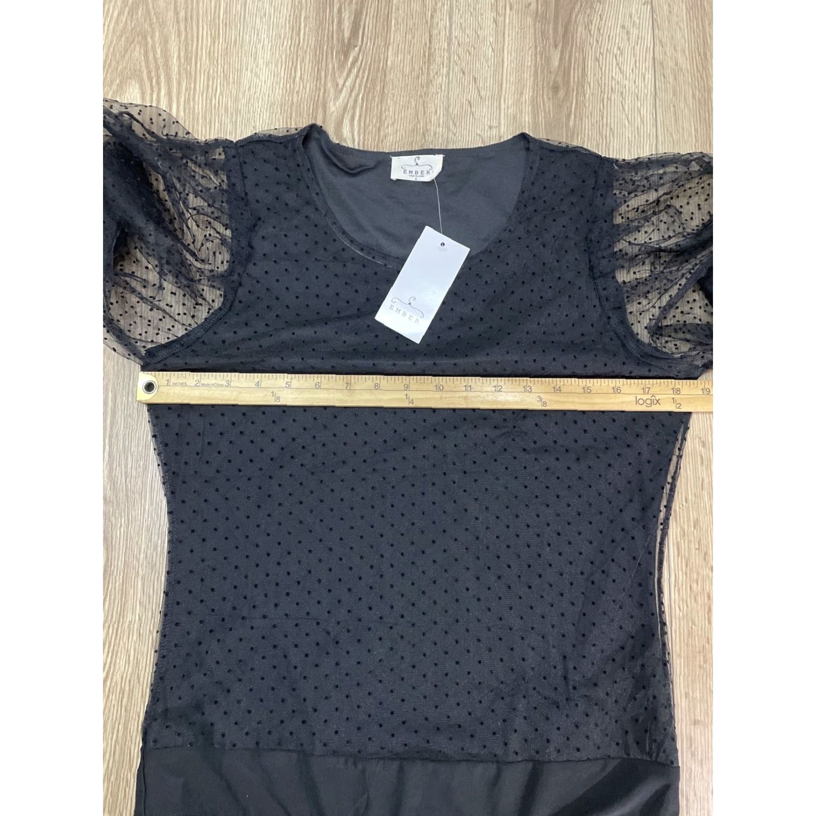 Vintage EMBERT Black Sheer Sleeve Bodysuit Women Large Size L / US 10 / IT 46 - 4 Thumbnail