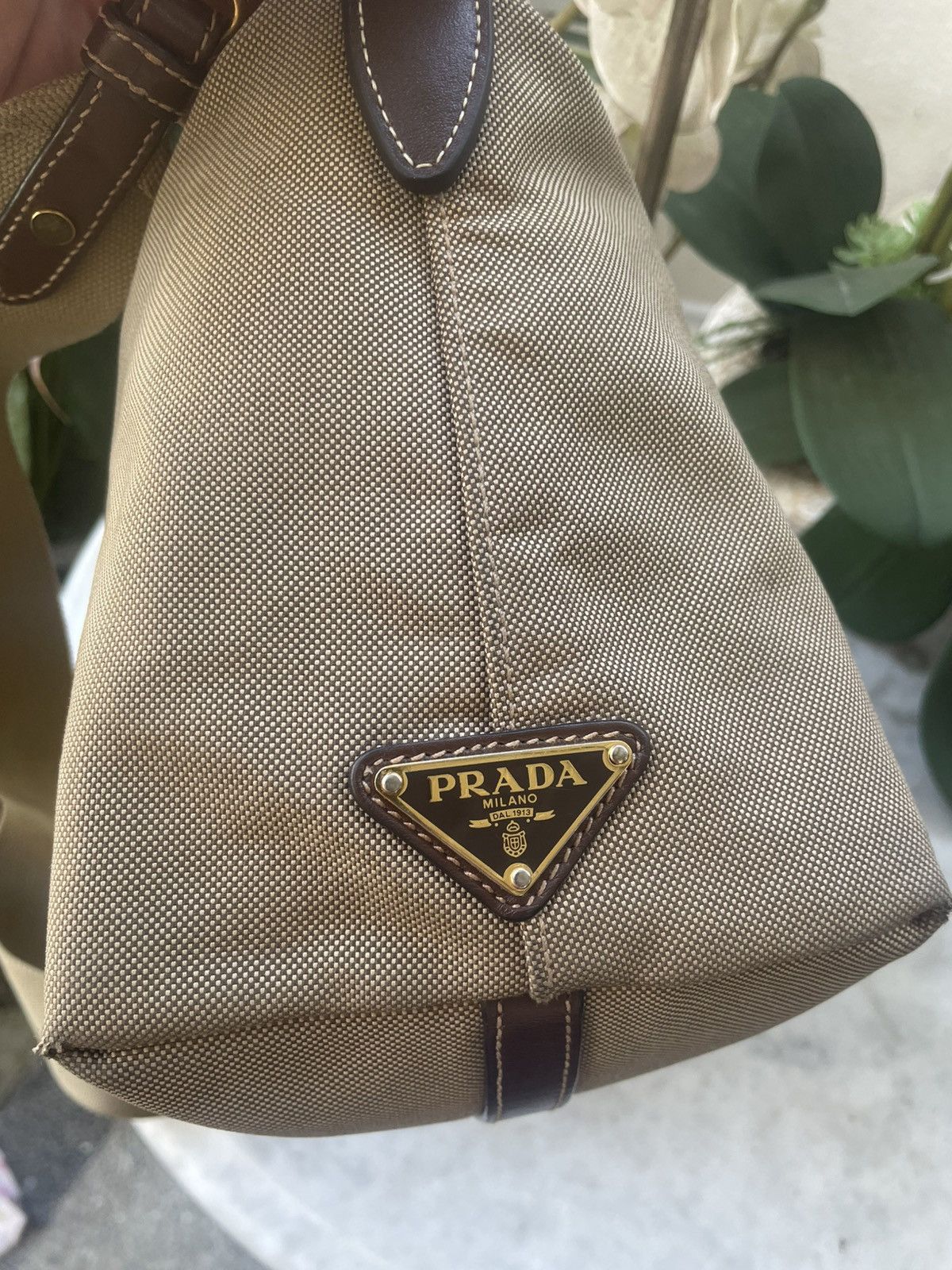Prada Prada Logo Jacquard Canvas and Leather Handbag Size ONE SIZE - 6 Thumbnail