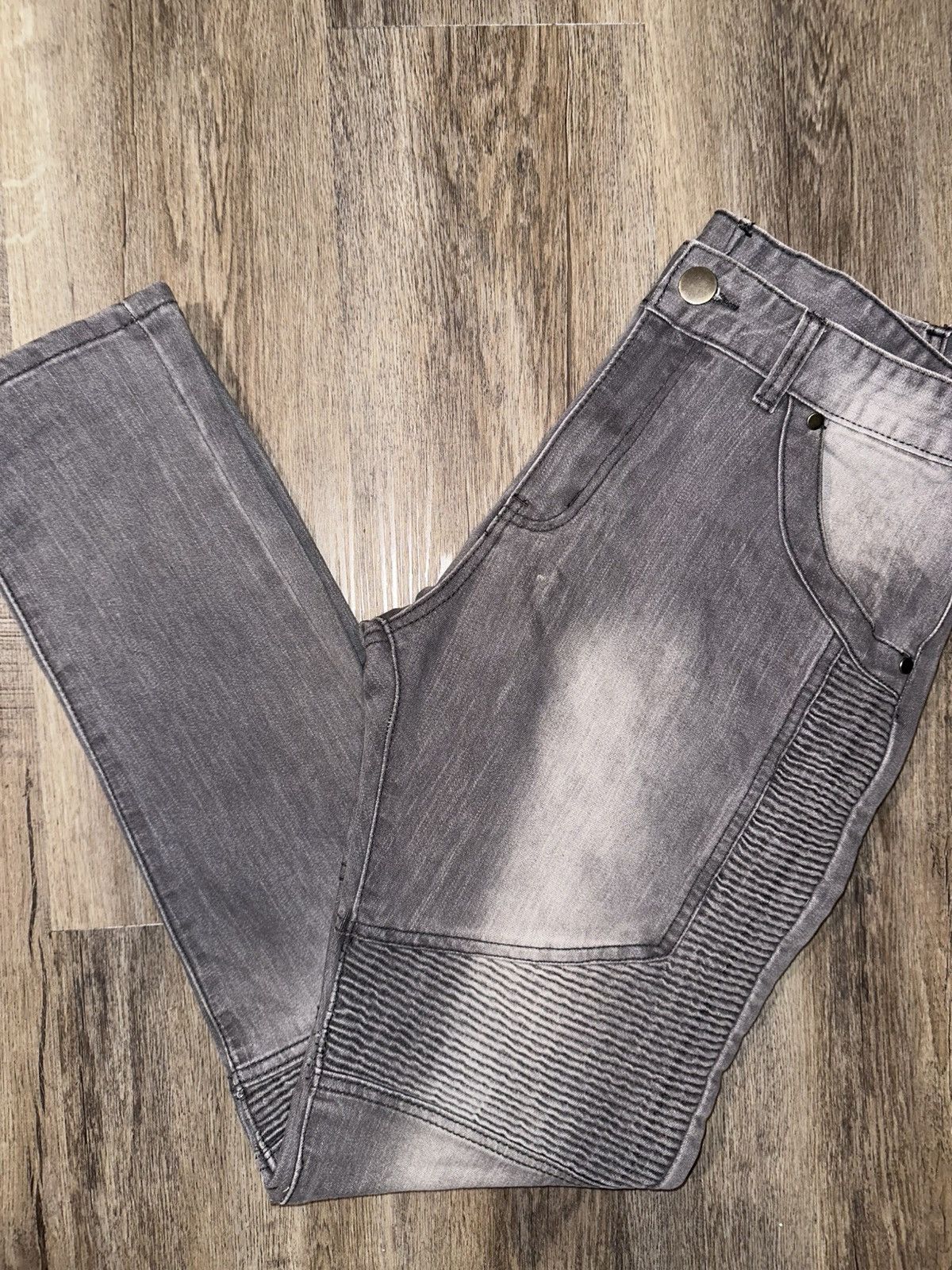 Represent Clo. Represent Moto Biker Skinny Jeans – Size 34 – Washed Grey Size US 34 / EU 50 - 4 Thumbnail