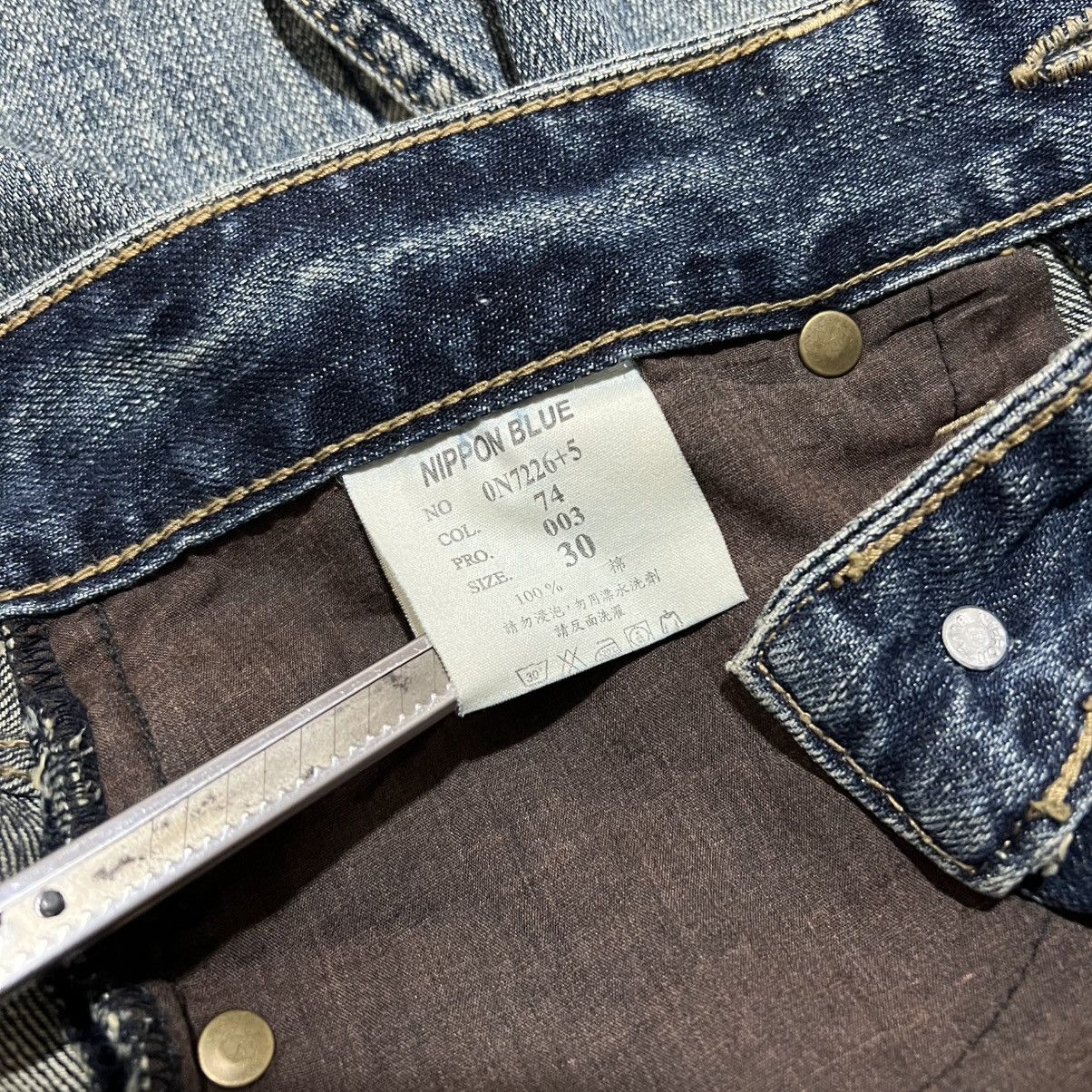 Japanese Brand Nippon Blue Jizo Bosatsu Skull Embroidery Whiskered Jeans Size US 30 / EU 46 - 10 Thumbnail