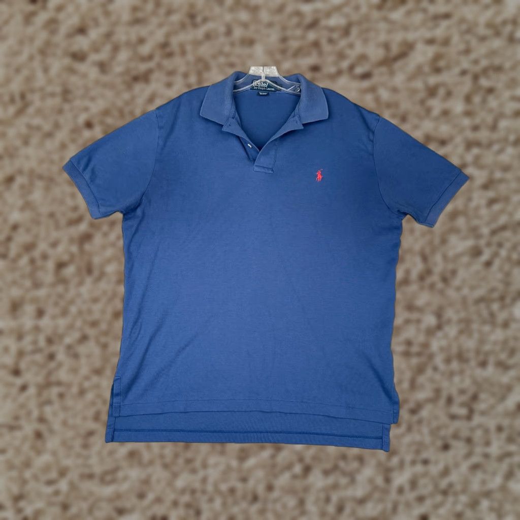 Ralph Lauren VINTAGE Ralph Lauren Polo Shirt Adult Large Blue 100% Cotton Short Sleeve Polo Mens Note: keep to original words only; must not add extraneous terms. Size US L / EU 52-54 / 3 - 1 Thumbnail