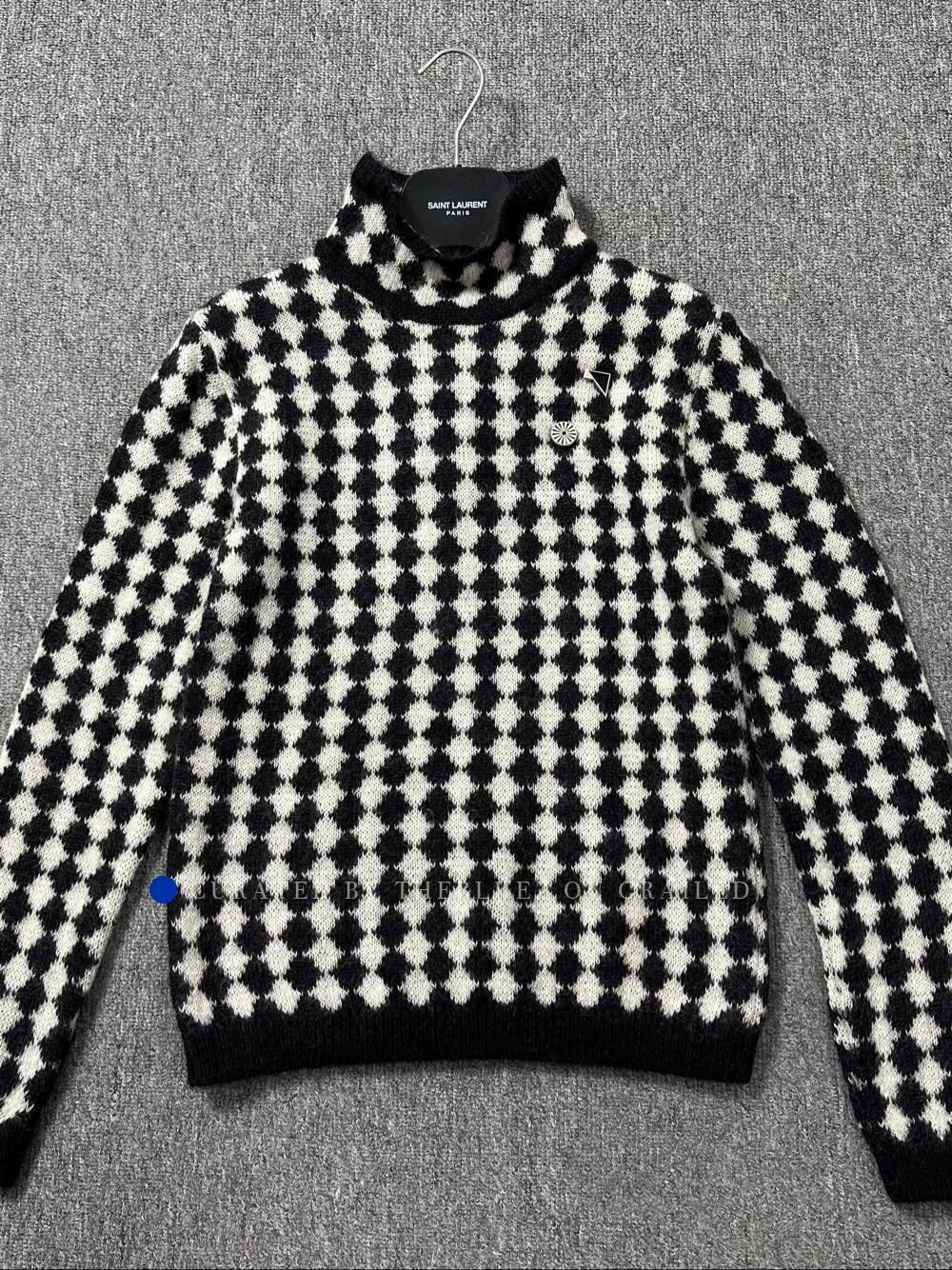 Saint Laurent Paris Geometric Pattern Black Wool Sweater Size US S / EU 44-46 / 1 - 1 Thumbnail