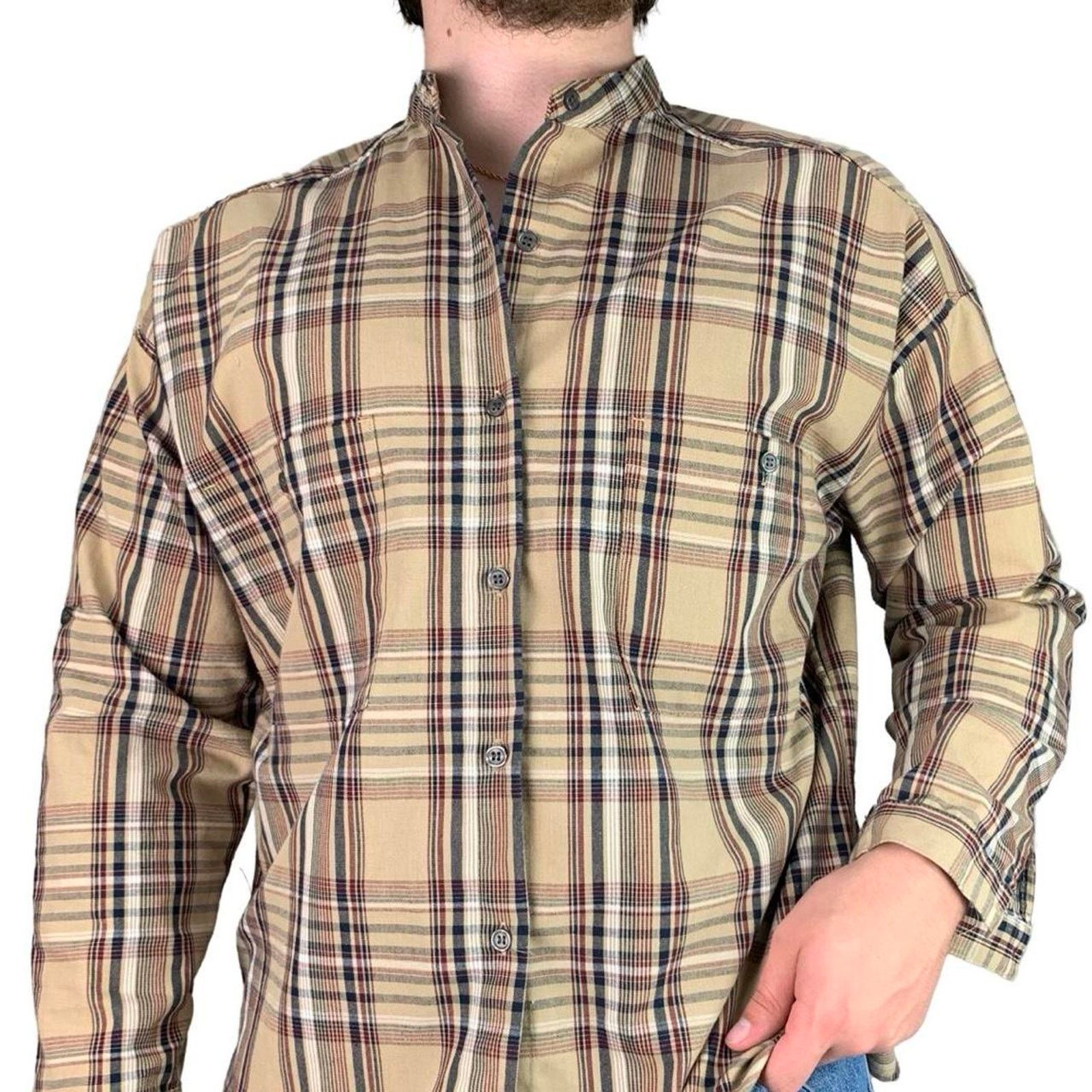 Vintage Vintage 90s Burberry Style Print Button Up Shirt Size US L / EU 52-54 / 3 - 1 Thumbnail