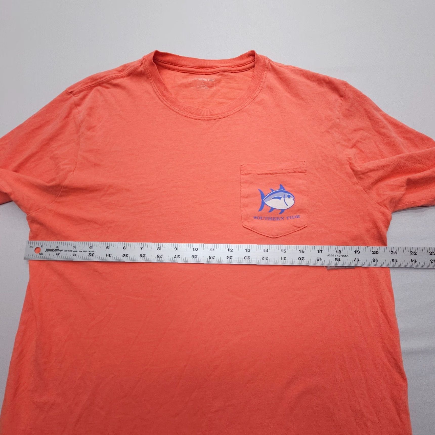 Southern Tide Southern Tide The Skipjack Long Sleeve Tee Mens L Orange / Red Fish Logo Crew Neck Cotton Knit All Seasons Outdoor Shirt Shirt Mens Size US L / EU 52-54 / 3 - 8 Thumbnail