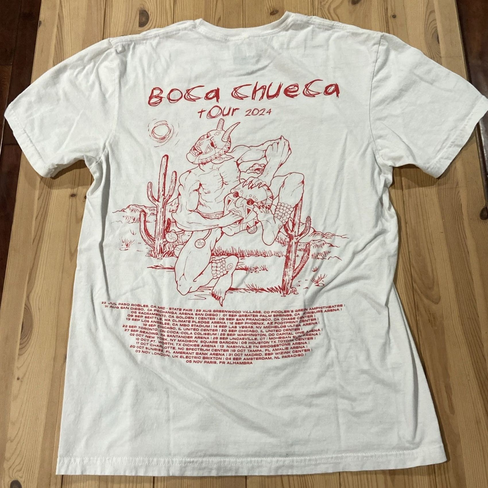 Vintage Carin Leon Men's White Boca Chueca Tour 2024 Short Sleeve Graphic T-Shirt Size US M / EU 48-50 / 2 - 6 Thumbnail