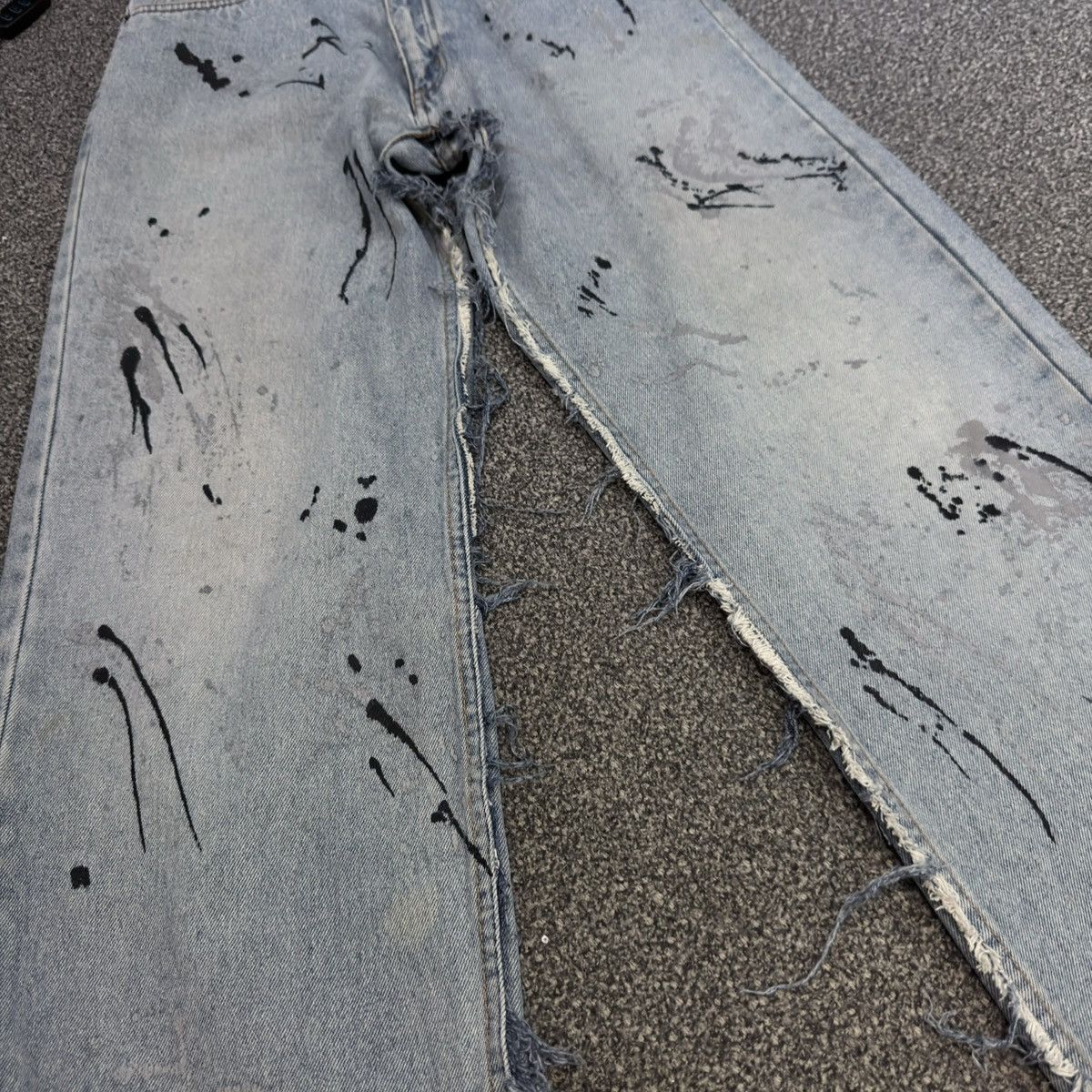 Hysteric Glamour Vintage 90s Japanese Crazy Distressed Splash Paint Denim Y2K Size US 29 - 7 Thumbnail