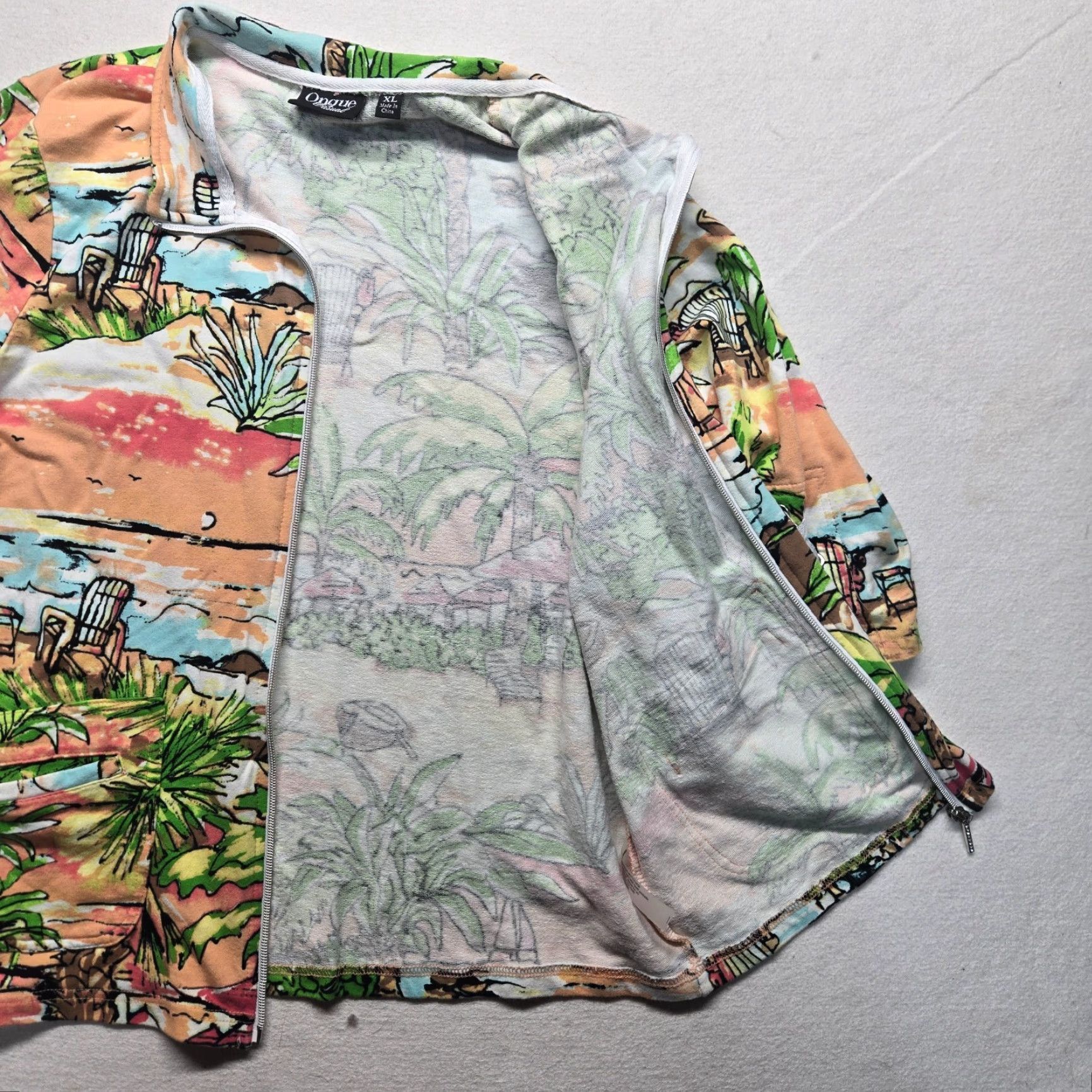 Vintage ONQUE CASUALS Beach All Over Print Jacket Coat 3/4 Sleeves Women's Size XL Size XL / US 12-14 / IT 48-50 - 5 Thumbnail