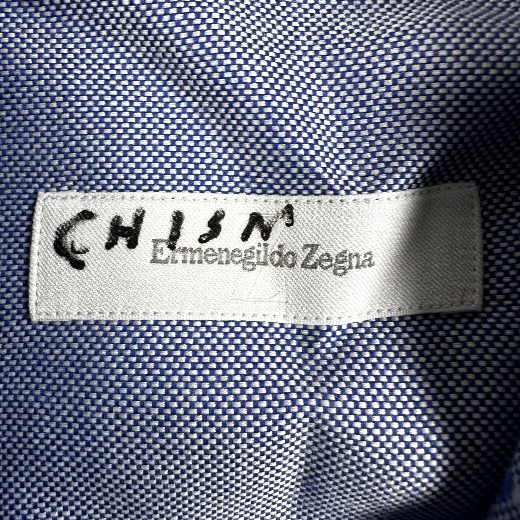 Ermenegildo Zegna Ermenegildo Zegna Dress Shirt Mens 42/16.5 Blue Check Point Collar Long Sleeve Size 46R - 2 Thumbnail