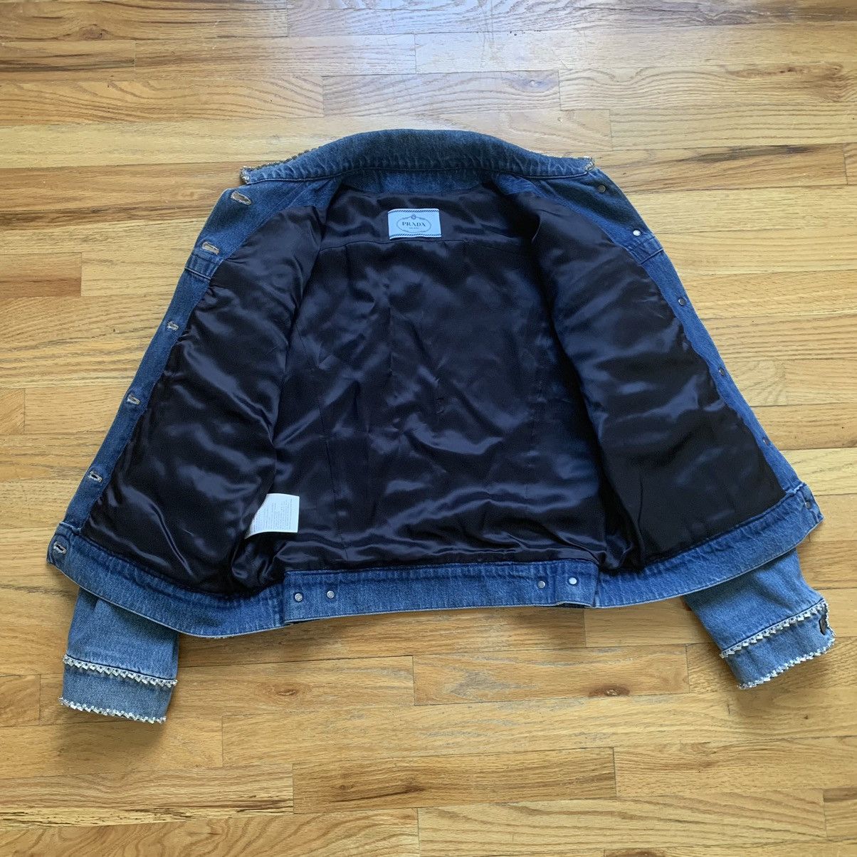 Prada FW2018 Swarovski Crystal Embellished Denim Trucker Jacket Size US M / EU 48-50 / 2 - 8 Thumbnail