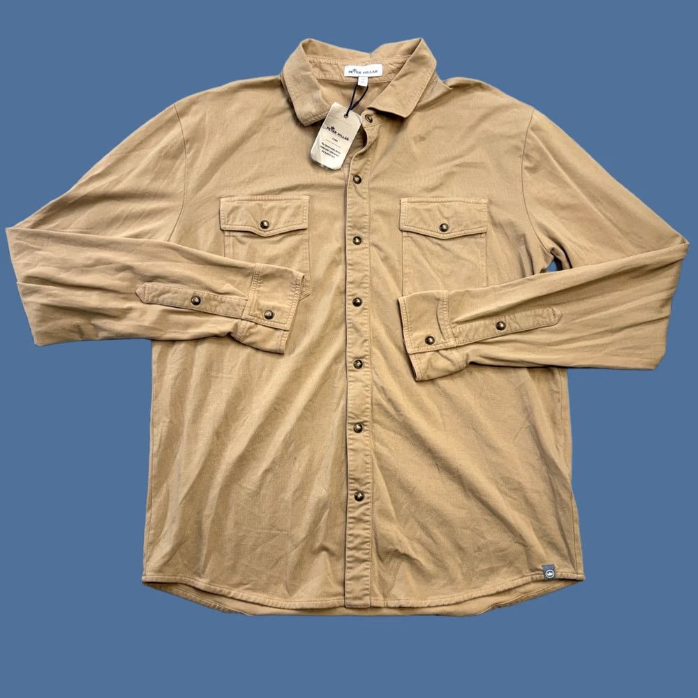 Peter Millar Peter Millar Shirt Men Medium NEW Crown Lava Wash Jersey Pearl Snap Stretch Sand Size US M / EU 48-50 / 2 - 1 Thumbnail