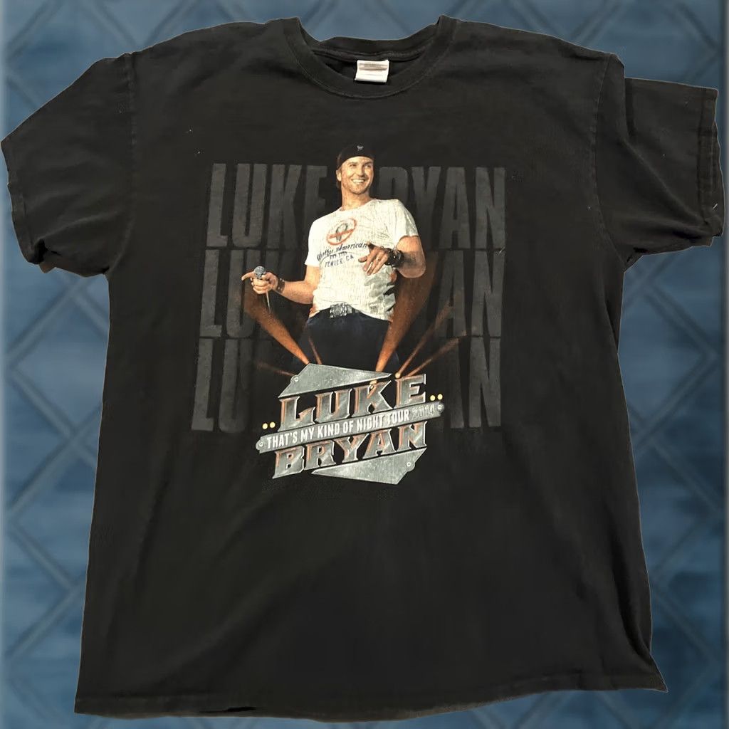 Gildan VINTAGE Luke Bryan 2014 That's My Kind Of Night Tour Concert T Shirt L Black Mens T-Shirt Size US L / EU 52-54 / 3 - 1 Thumbnail