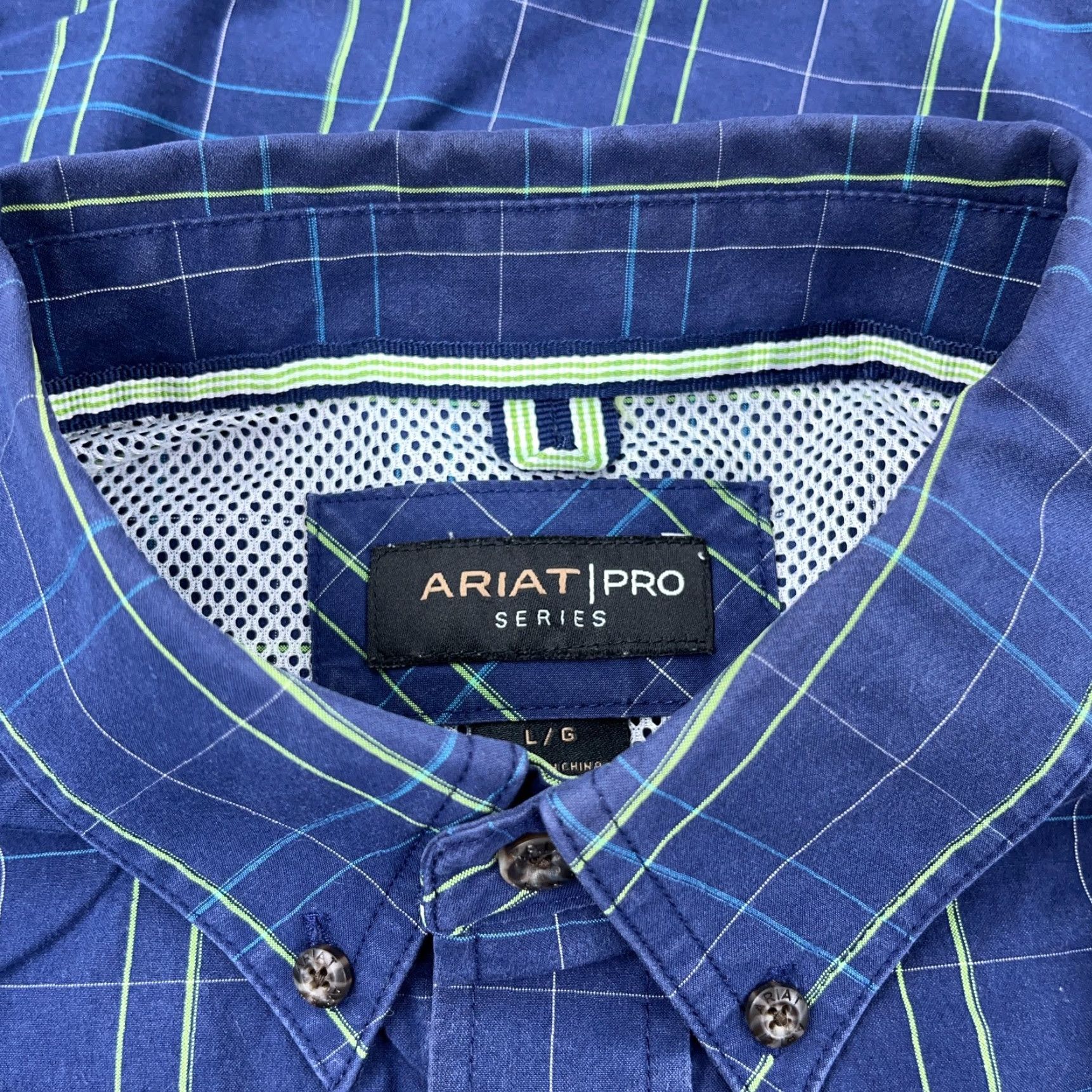 Ariat Ariat Pro Series Shirt Men Large Blue Plaid Button-Up Western Cowboy Pocket Size US L / EU 52-54 / 3 - 3 Thumbnail