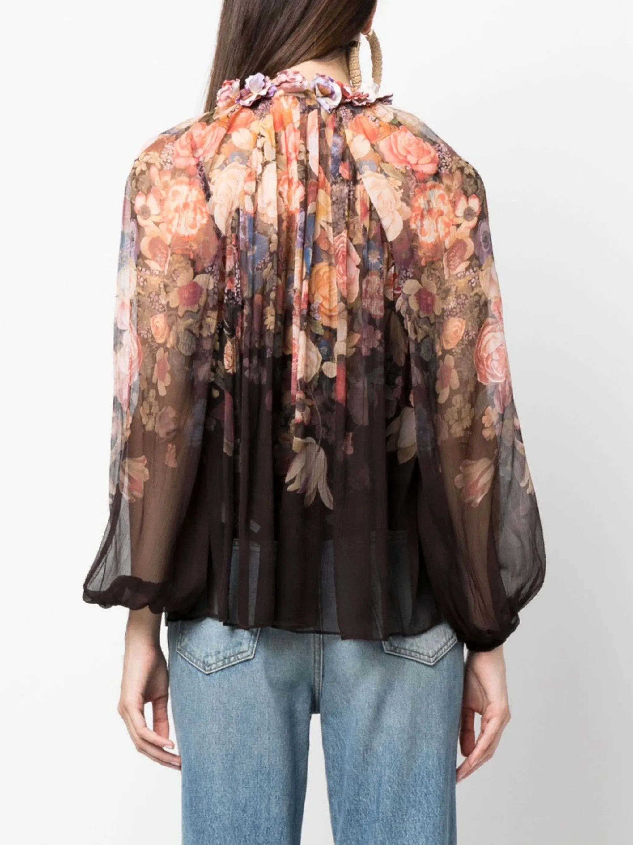 Zimmermann oc11z0325 Luminosity Floral Blouse in Multicolor Size L / US 10 / IT 46 - 4 Thumbnail