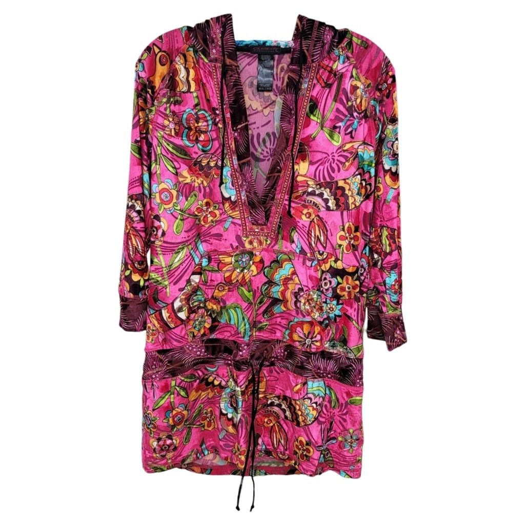 Custo Barcelona NWOT Custo Barcelona 3/4 Sleeve Hot Pink Velvet Hoodie Size S / US 4 / IT 40 - 1 Thumbnail