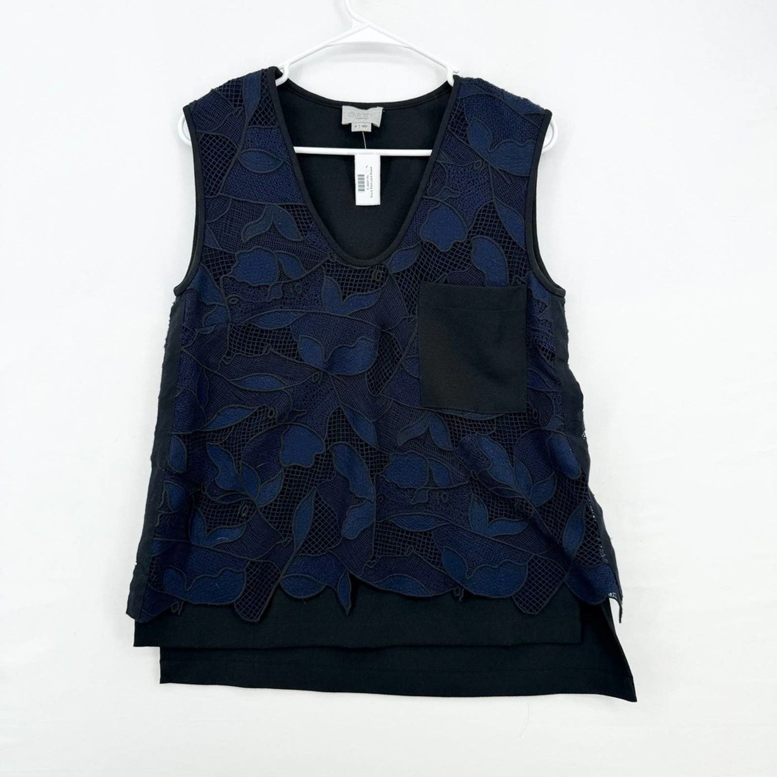 Jason Wu Jason Wu Grey Sleeveless Layered Floral Lace Top Blue Size 4 Size S / US 4 / IT 40 - 2 Thumbnail