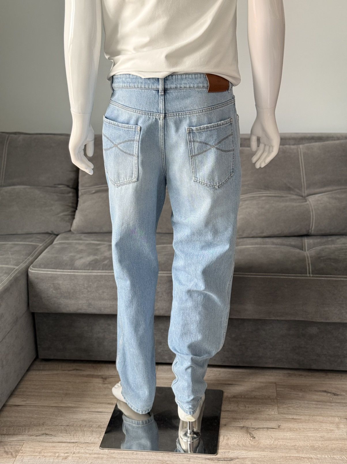 Brunello Cucinelli Brunello Cucinelli Light Wash Easy Fit Jeans Blue Cotton Size US 34 / EU 50 - 4 Thumbnail