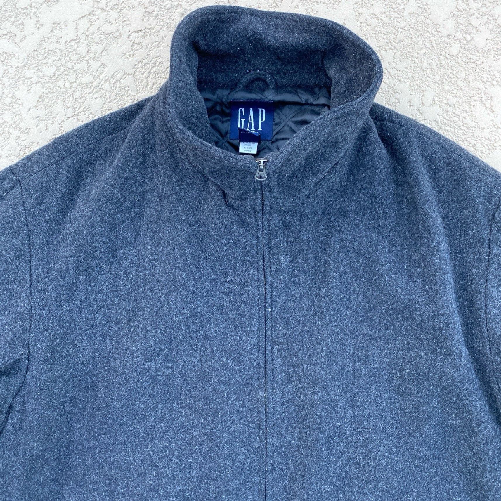 Gap VINTAGE Gap Wool Blend Collared Full Zip Quilted Lining Jacket XL Black Bomber 90s Mens Size US XL / EU 56 / 4 - 2 Thumbnail