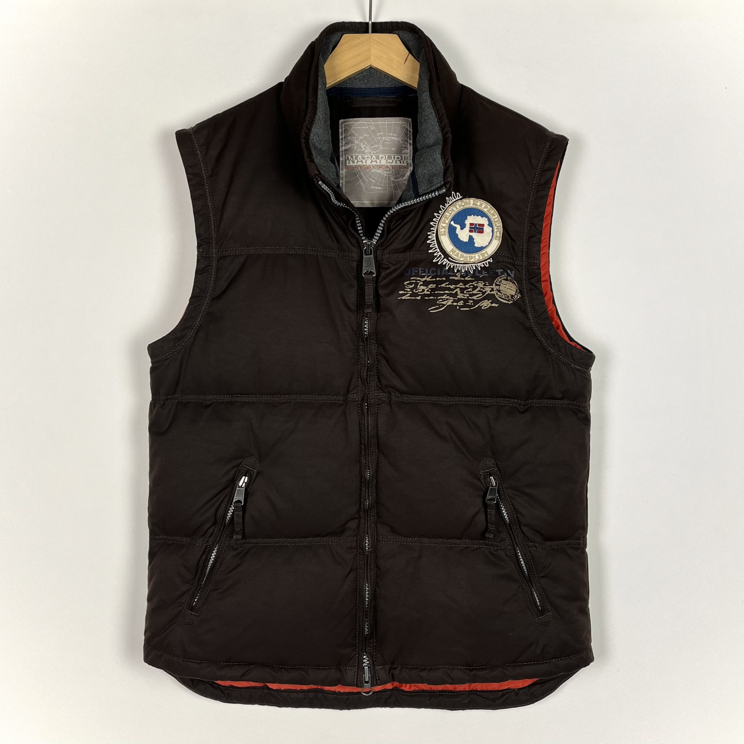 Napapijri Vintage Napapijri Brown Full Zip Down Gilet Jacket Size US M / EU 48-50 / 2 - 1 Thumbnail