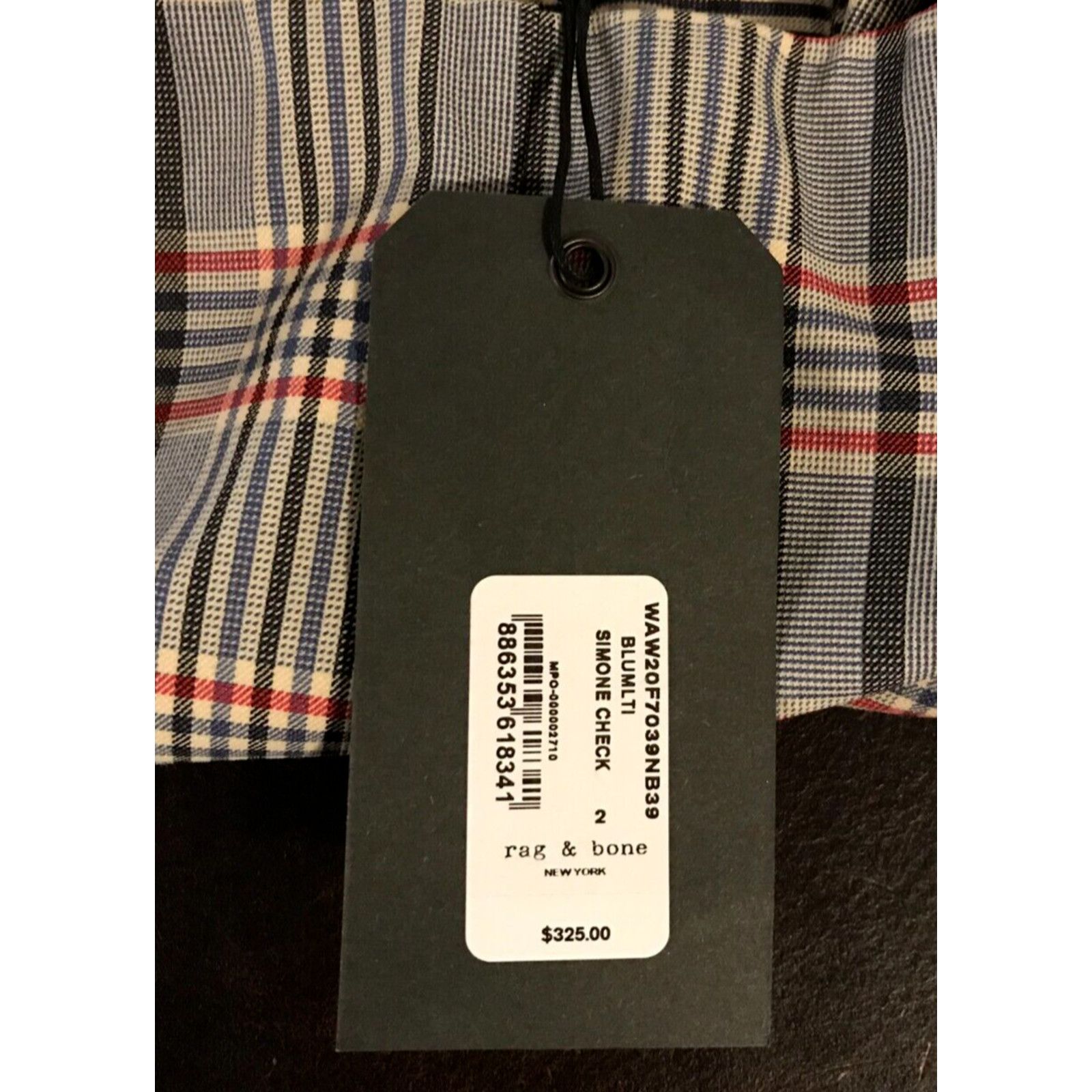 Rag & Bone RAG & BONE Simone Checked Skinny Blue Multi Pants - 2 - NWT Size 26" / US 2 / IT 38 - 5 Thumbnail