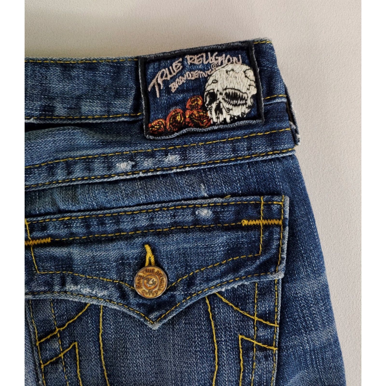 True Religion True Religion Billy Blue Jeans Womens 33x33 USA Skull Blue Straight Size 24" / US 00 / IT 34 - 6 Thumbnail