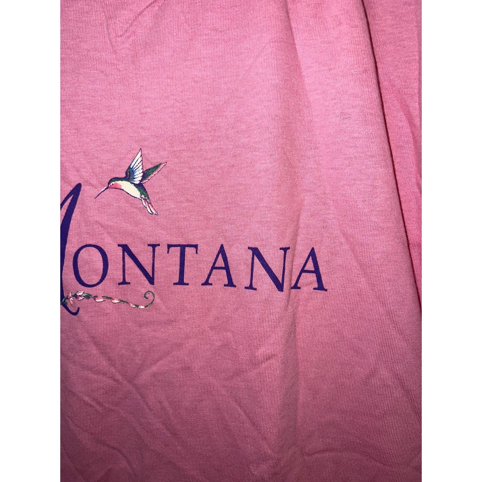 Jerzees Vintage Montana Pink Shirt Nature Pink Graphic Tee 90s VTG L Size US L / EU 52-54 / 3 - 3 Thumbnail