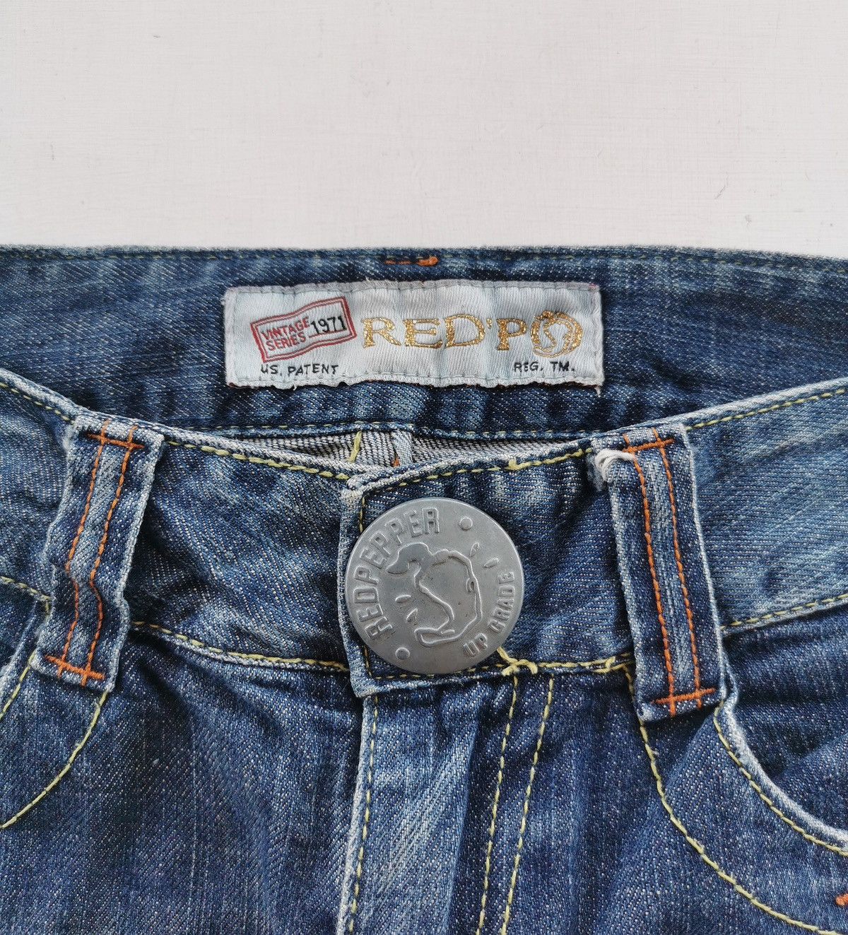 Japanese Brand Wide Flare Red Pepper Chessy Denim Jeans Size US 28 / EU 44 - 4 Thumbnail
