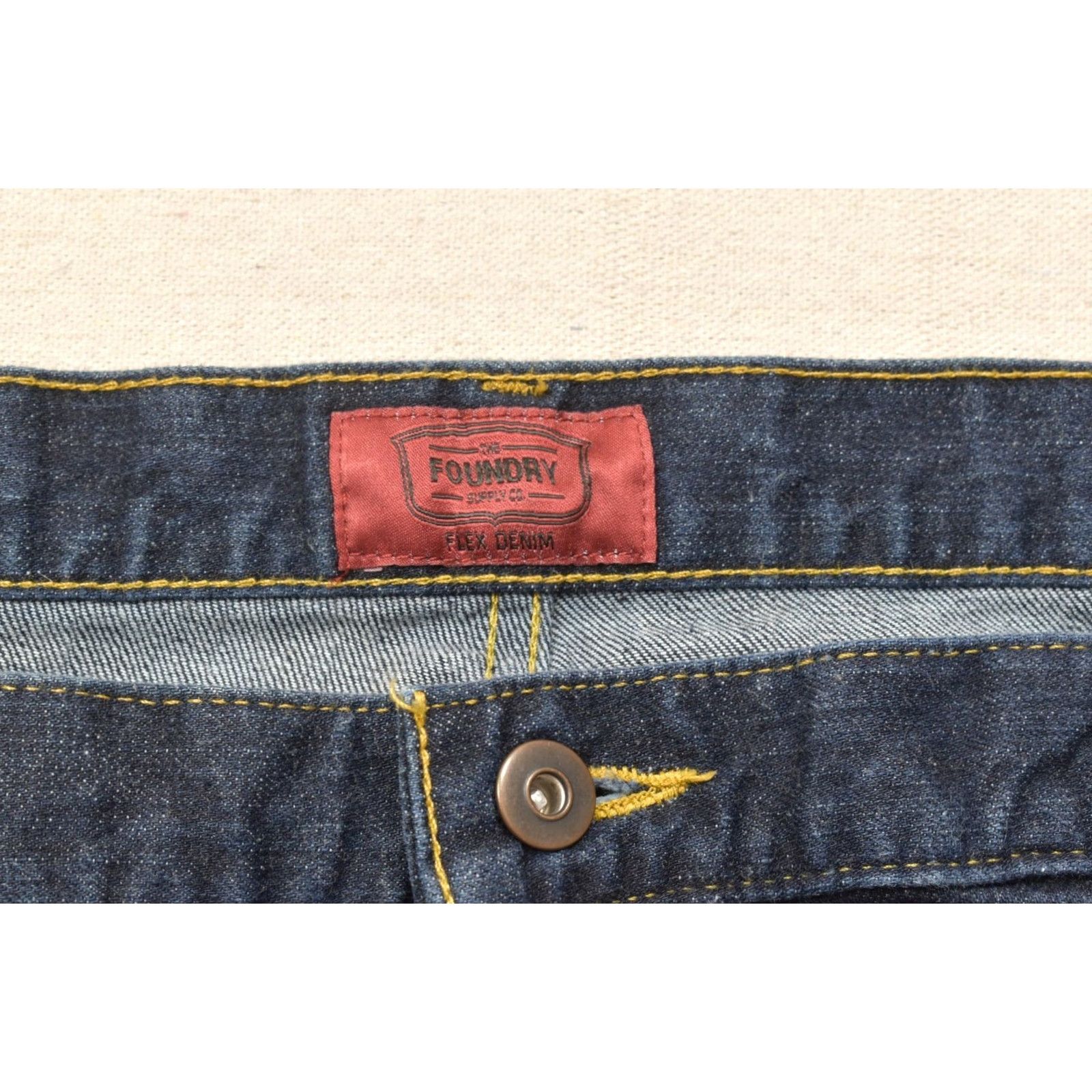 Vintage The Foundry Supply Co. Flex Denim Jeans Dark Wash Straight Leg Men 44x34 Cotton"} Size US 44 / EU 60 - 6 Thumbnail