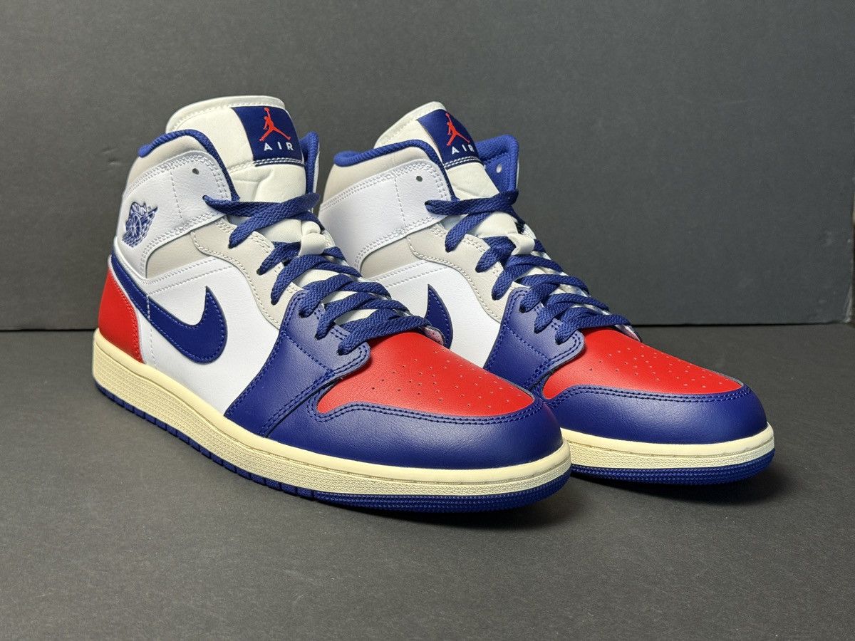 Jordan Brand Air Jordan 1 Mid WHITE/DEEP ROYAL BLUE Size US 12.5 / EU 45-46 - 1 Thumbnail