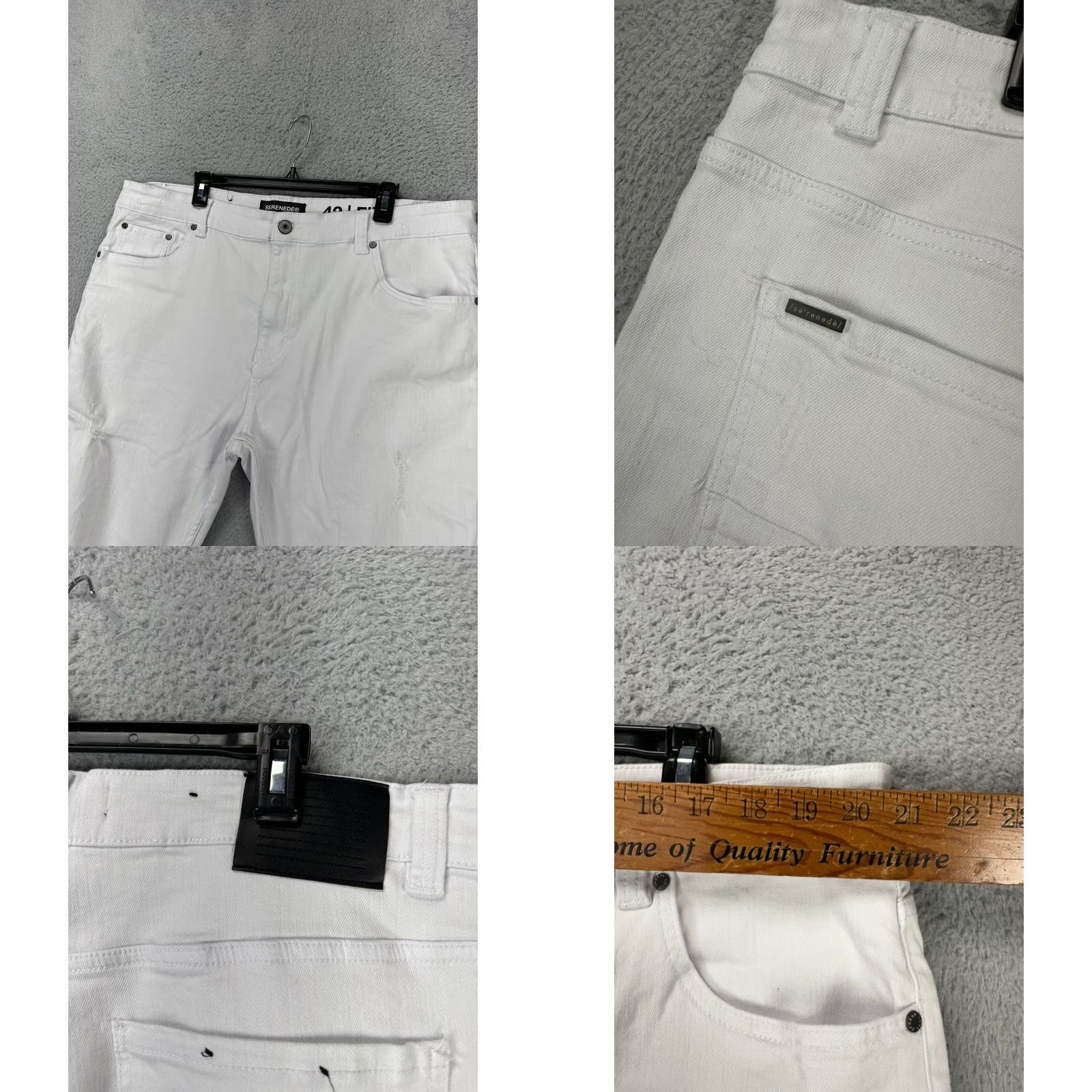 Denime Serenede Jeans Mens 42 White Straight Leg Denim 5 Pocket Stretch Outdoor Casual Outdoor Size US 41 - 8 Thumbnail