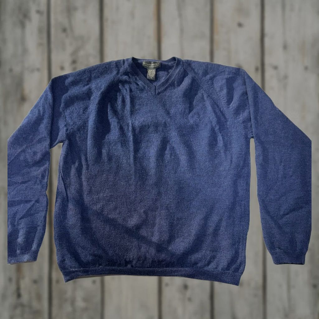 Banana Republic Banana Republic Sweater Pullover Mens M Blue Lightweight Wool V-Neck Long Sleeve Comfortable Regular Knit Size US M / EU 48-50 / 2 - 1 Thumbnail