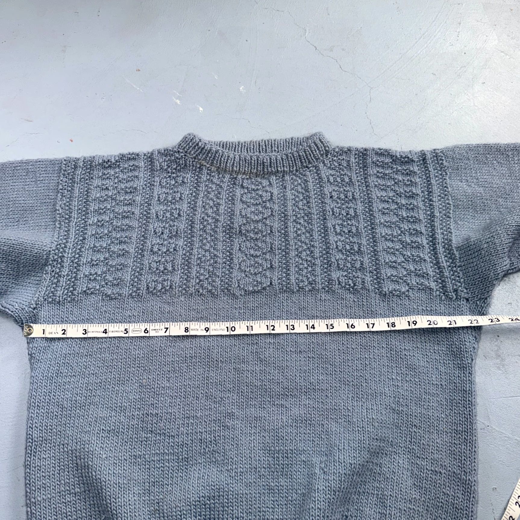 Vintage VTG Blue Knitted Isle Sweater Pullover Handmade Knit 60s 70s Grandma core Chic Size M / US 6-8 / IT 42-44 - 5 Thumbnail