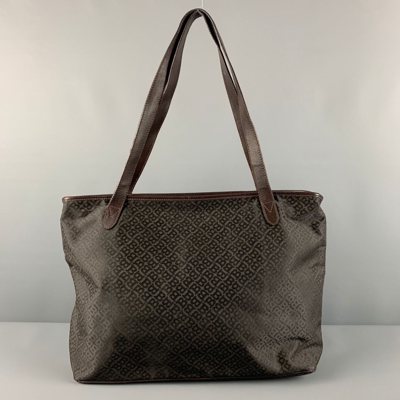 Bally BALLY Brown Monogram Nylon Leather Tote Handbag Size ONE SIZE - 4 Thumbnail