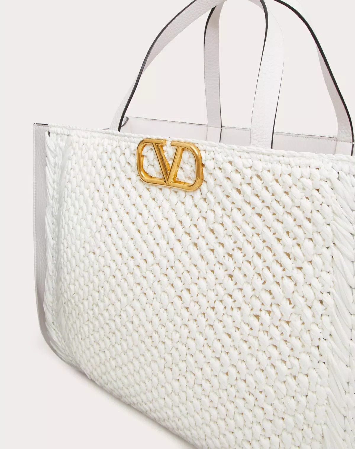 Valentino o1s1wg111125 Size: OS / Vlogo Signature Raffia Handbag White Size ONE SIZE - 6 Thumbnail