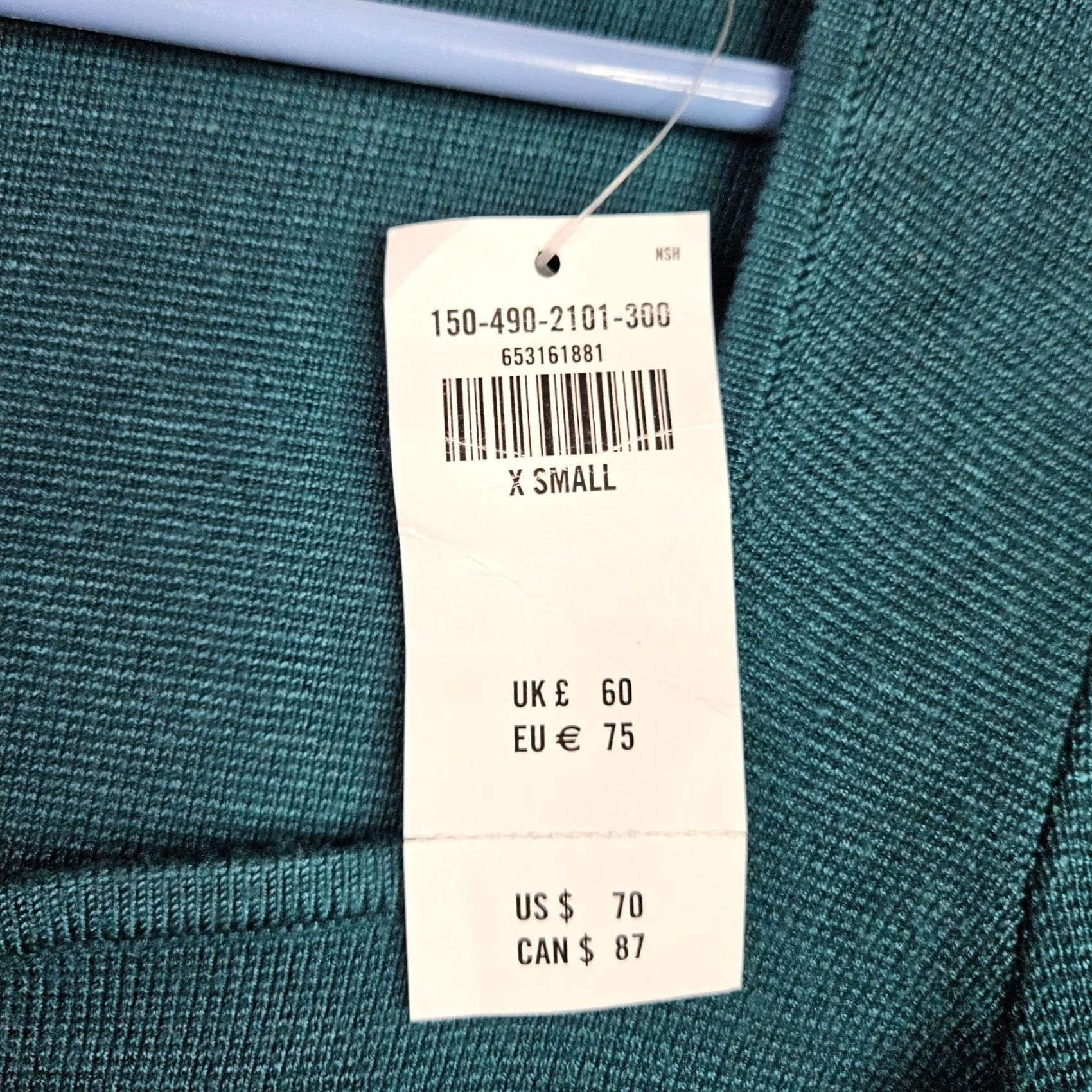 Abercrombie & Fitch Abercrombie & Fitch Women's XS Teal Knit Cardigan NWT Ribbed Zip Front Square Neck Long Sleeve Size XS / US 0-2 / IT 36-38 - 3 Thumbnail